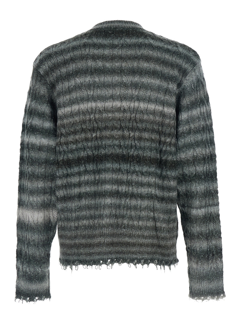 Won Hundred Fringe-Trimmed Striped Sweater — Gray, view 2