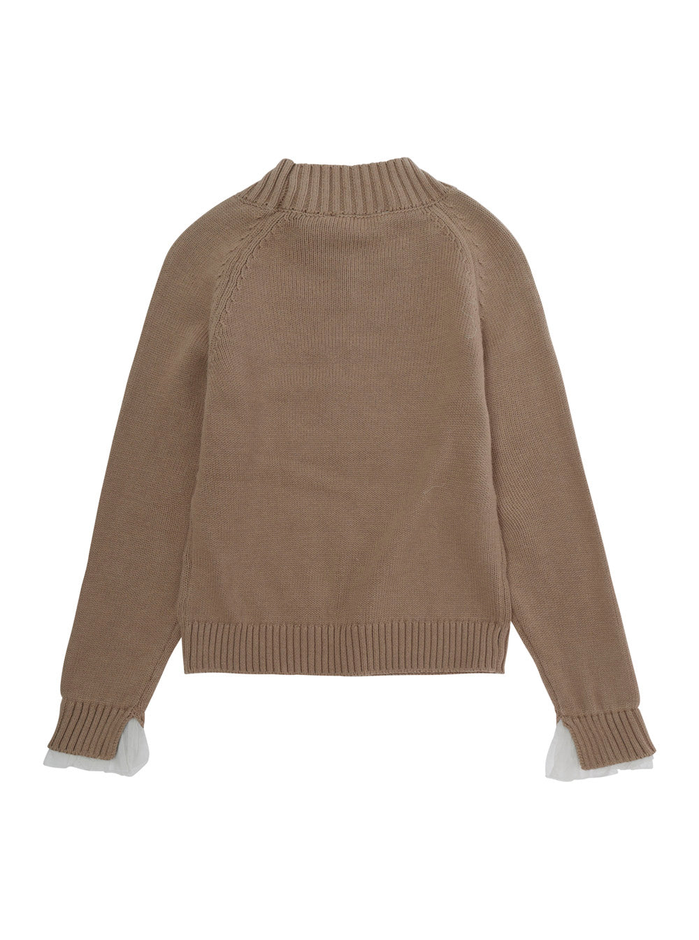 Monnalisa Cotton-Wool Blend Sweater — Beige, view 2