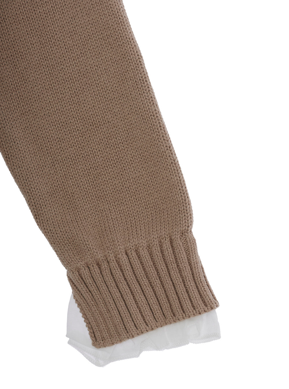 Monnalisa Cotton-Wool Blend Sweater — Beige, view 3