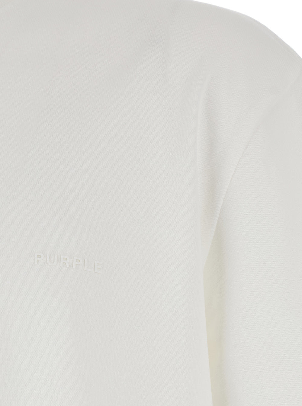 Purple Brand Cotton Crewneck with Dropped Shoulders T-Shirt — White, view 3