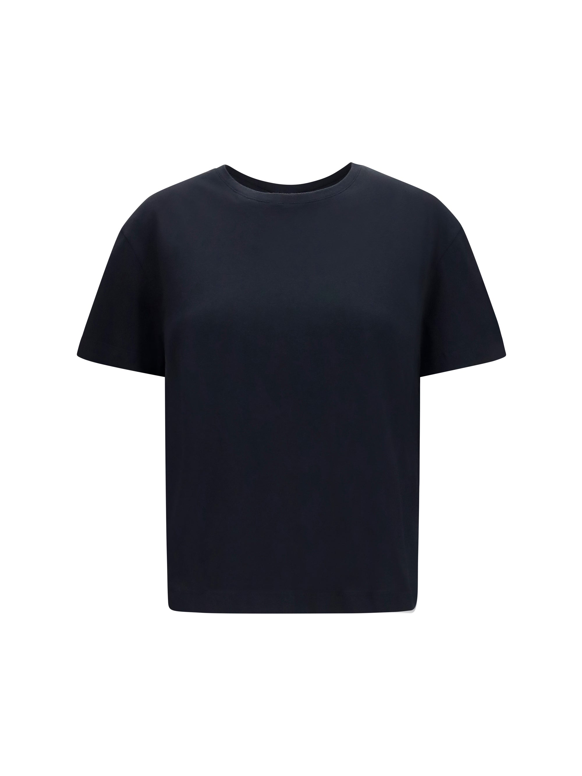 Toteme Crew Neck Cotton T-Shirt — Black, view 3
