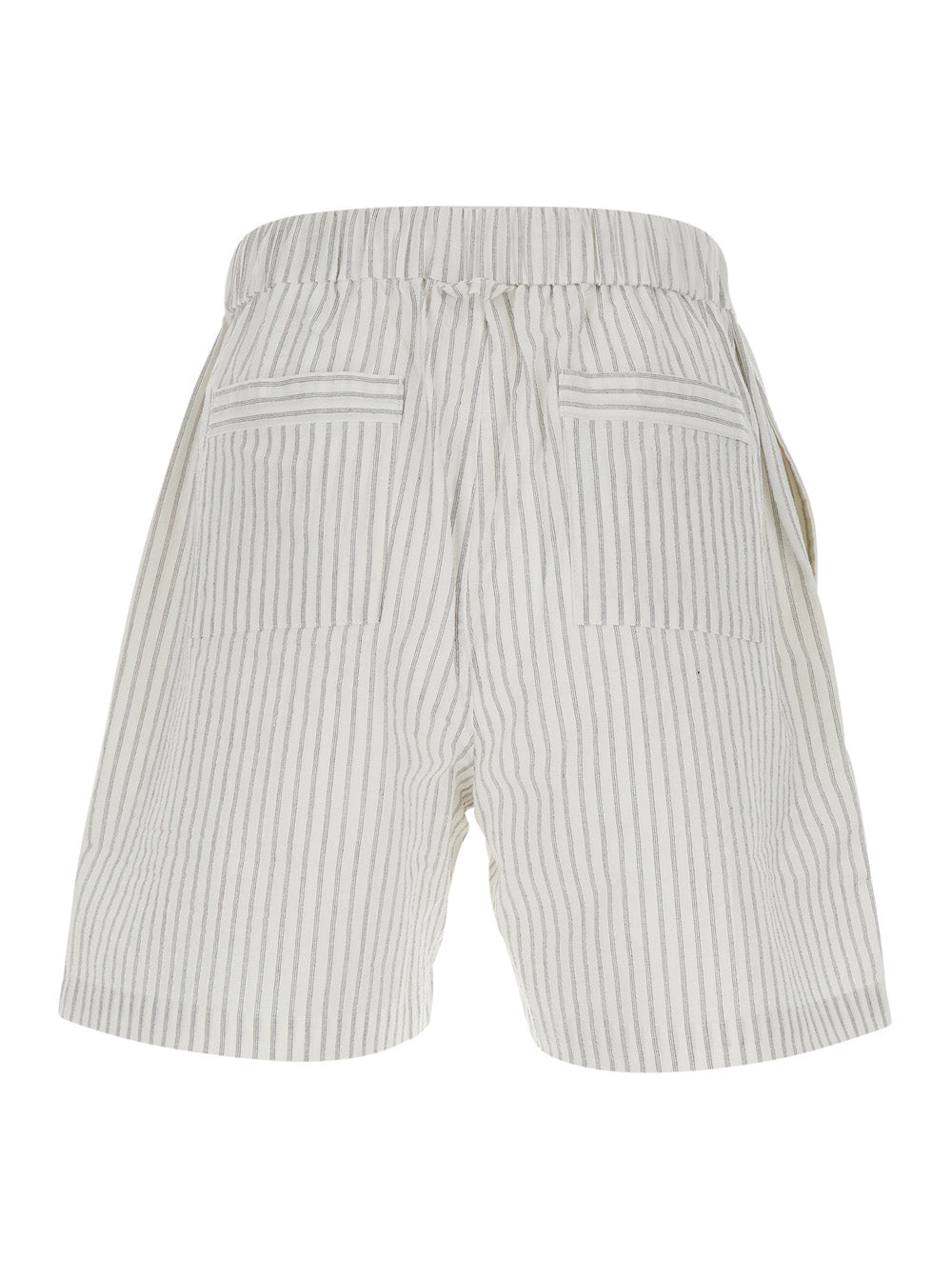 Coor Striped Cotton Shorts — Gray, view 2