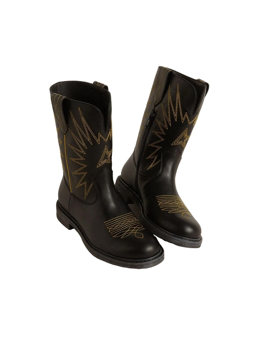 Golden Goose Wish Star Biker Boots — Black, view 2