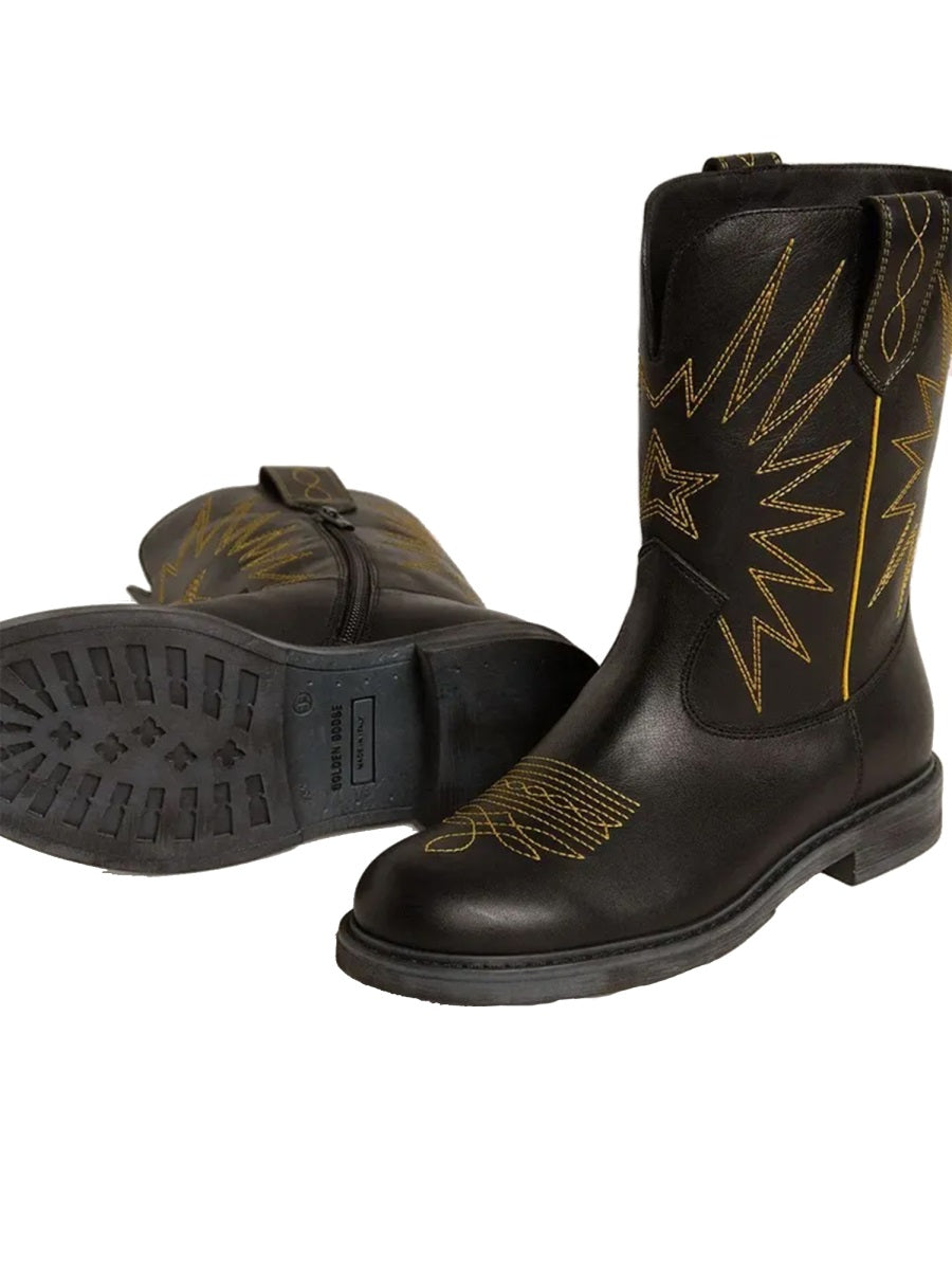 Golden Goose Wish Star Biker Boots — Black, view 3