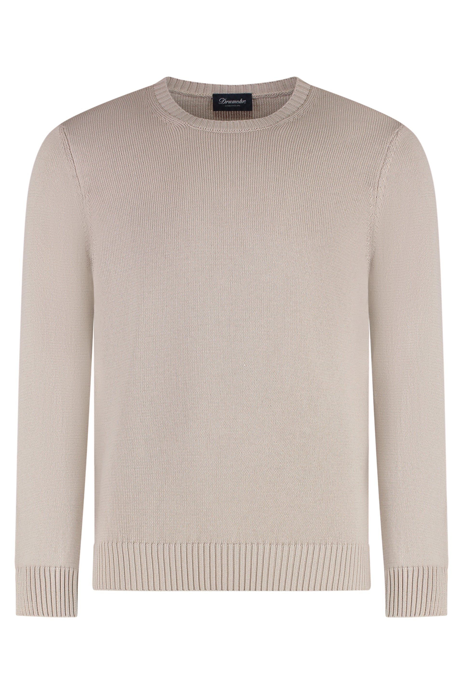 Drumohr Cotton Crew-Neck Sweater — Beige by Drumohr
