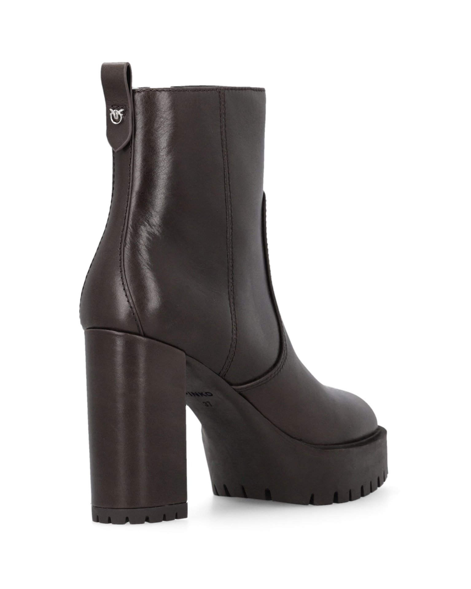 Pinko Block-Heel Lug Sole Ankle Boot — Brown, view 3