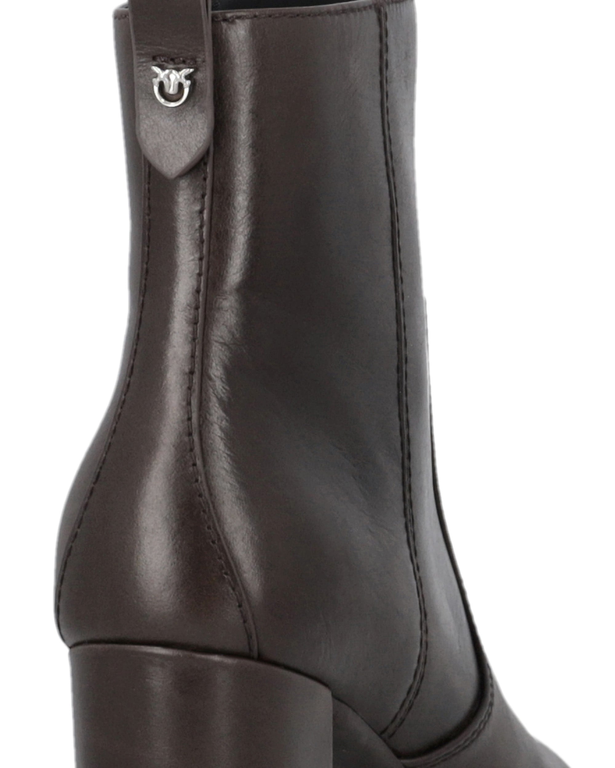 Pinko Block-Heel Lug Sole Ankle Boot — Brown, view 4