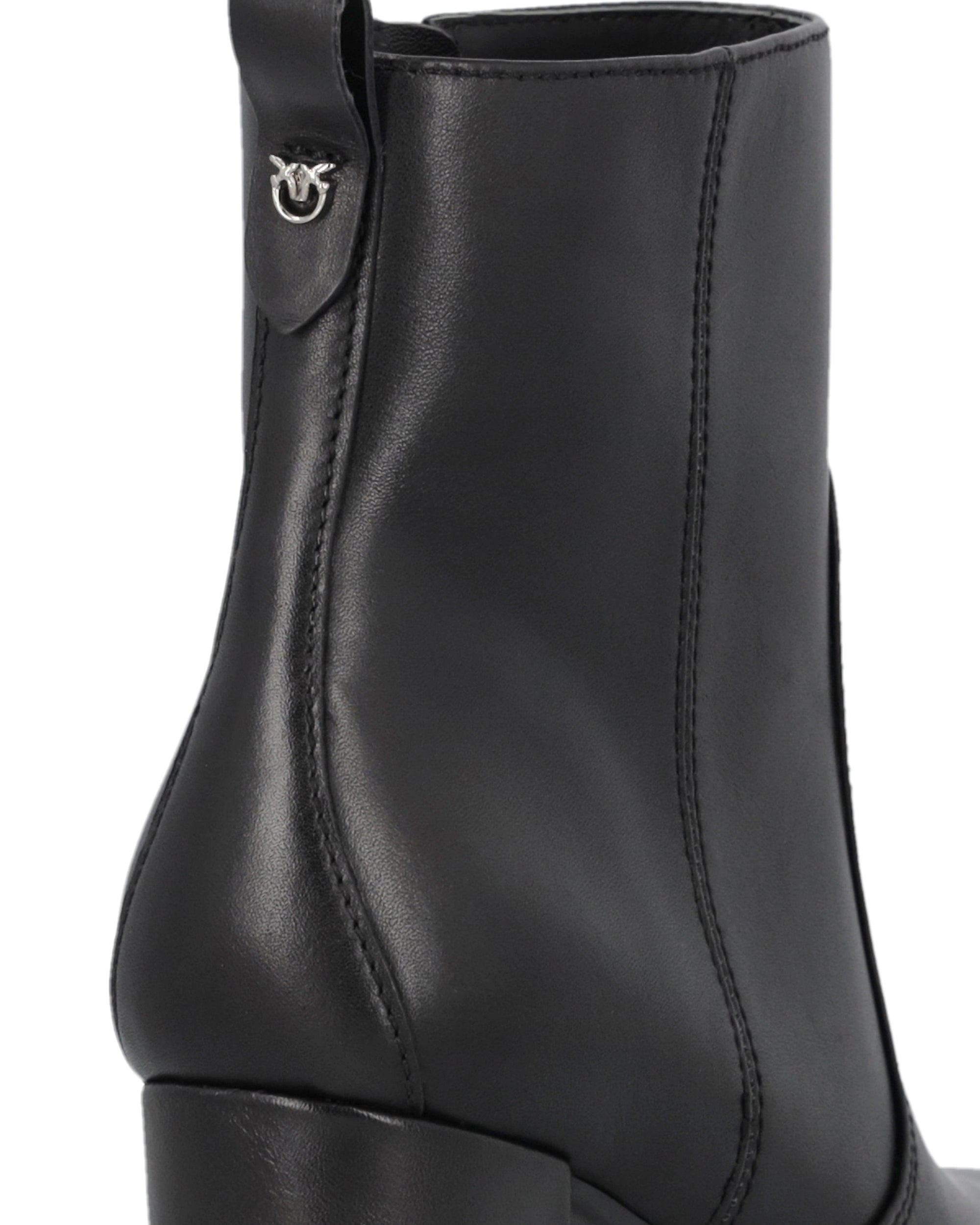Pinko Lug Sole Block Heel Ankle Boot — Black, view 4