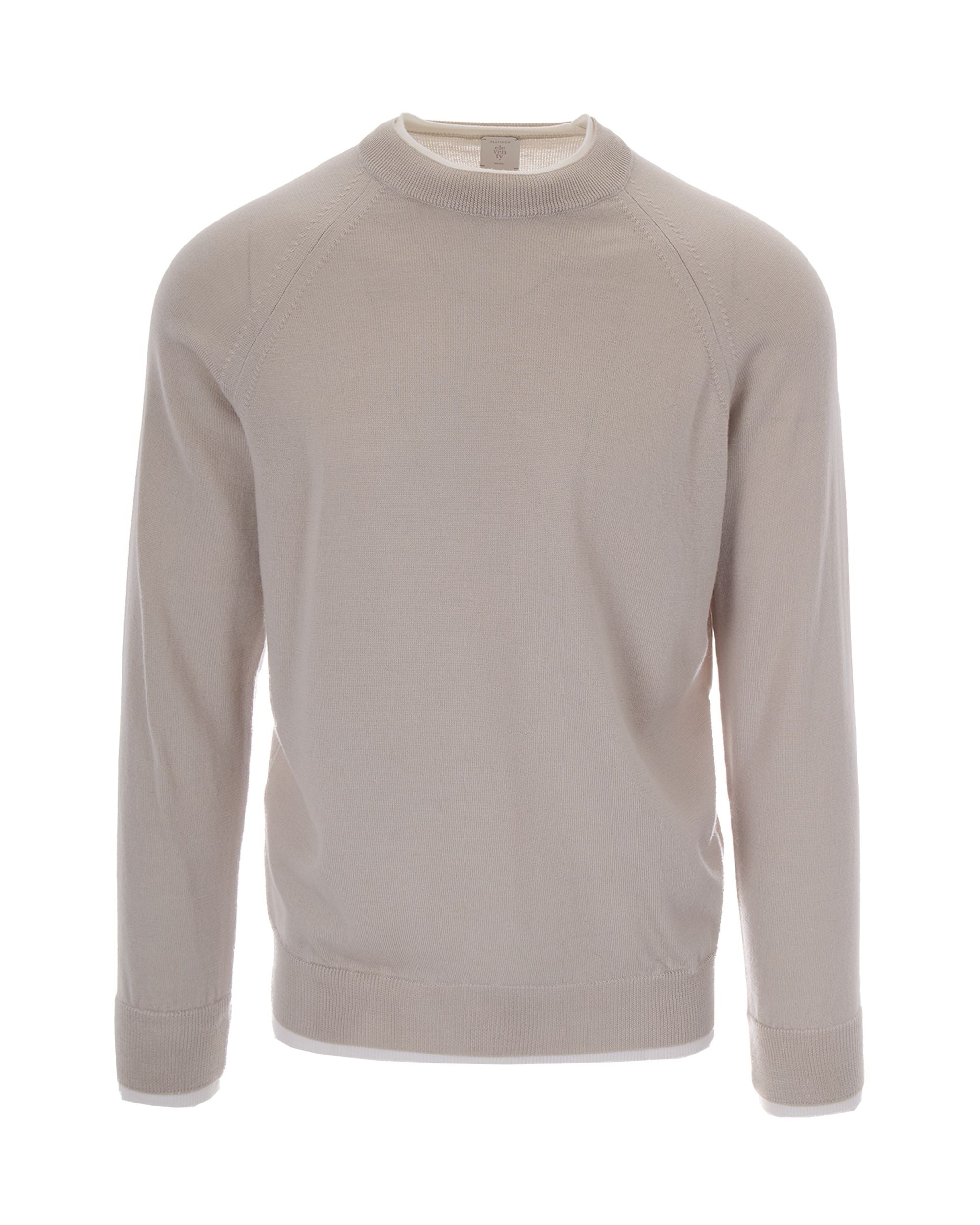 Eleventy Wool Crewneck Sweater — Beige by Eleventy