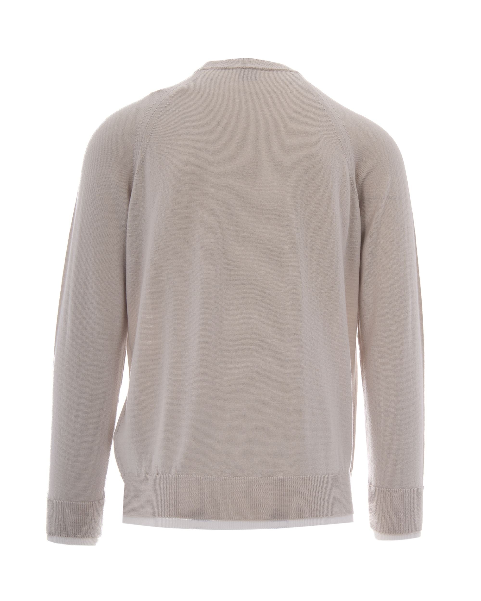Eleventy Wool Crewneck Sweater — Beige, view 2