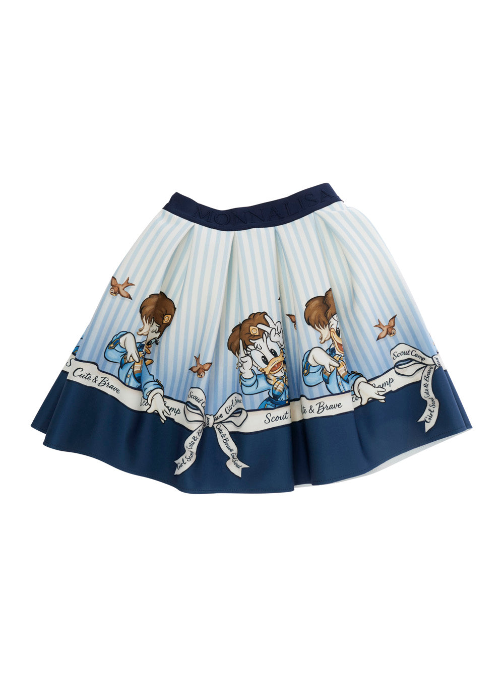 Monnalisa Pleated Cotton Skirt — Blue by Monnalisa