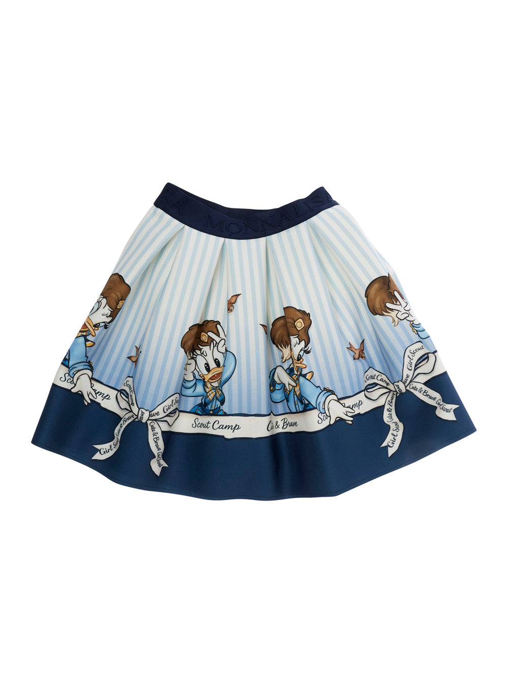 Monnalisa Pleated Cotton Skirt — Blue, view 2