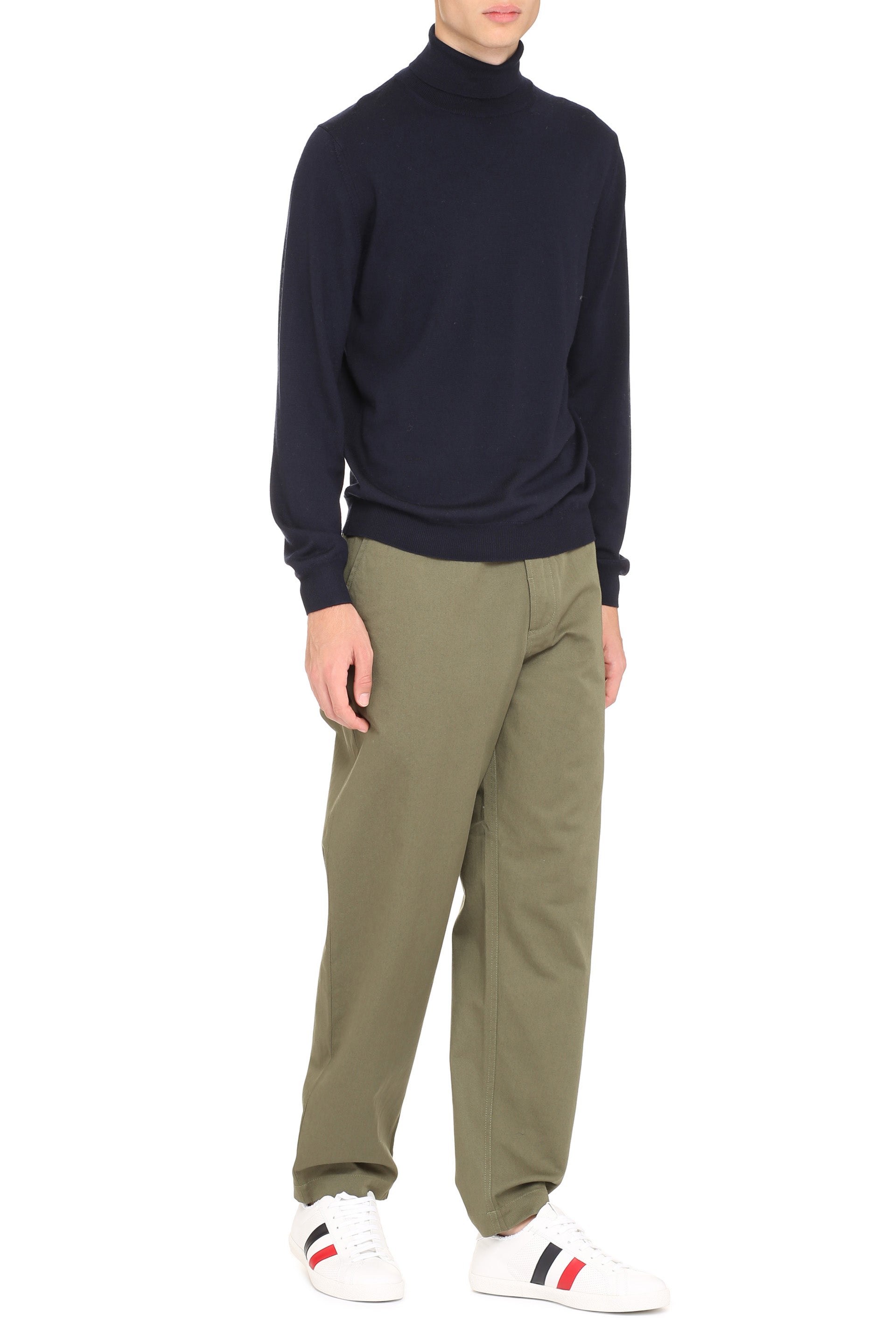 The Alphabet Extra-Fine Wool Turtleneck Sweater — Navy, view 4
