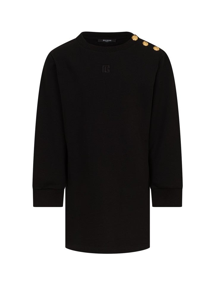 Balmain Sculpted Cotton Dress — Black by Balmain