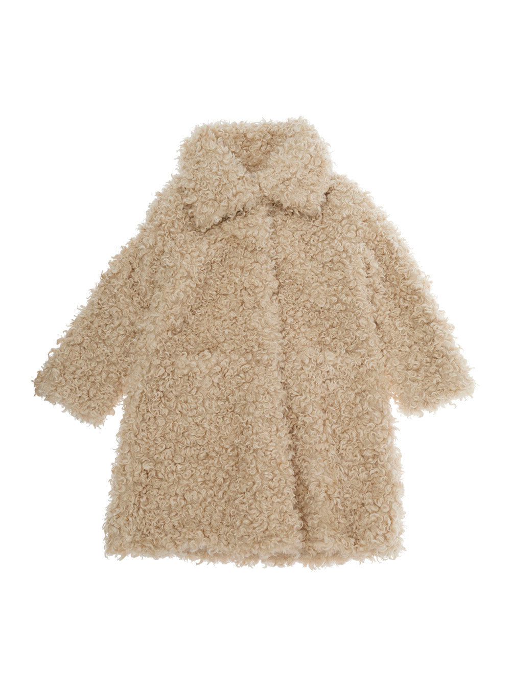 Monnalisa Ecofur Plush Coat — Beige by Monnalisa