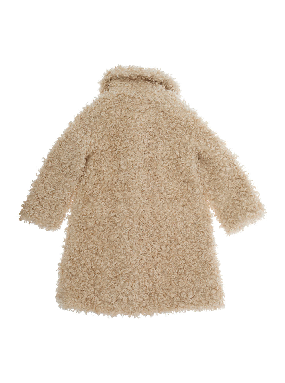 Monnalisa Ecofur Plush Coat — Beige, view 2