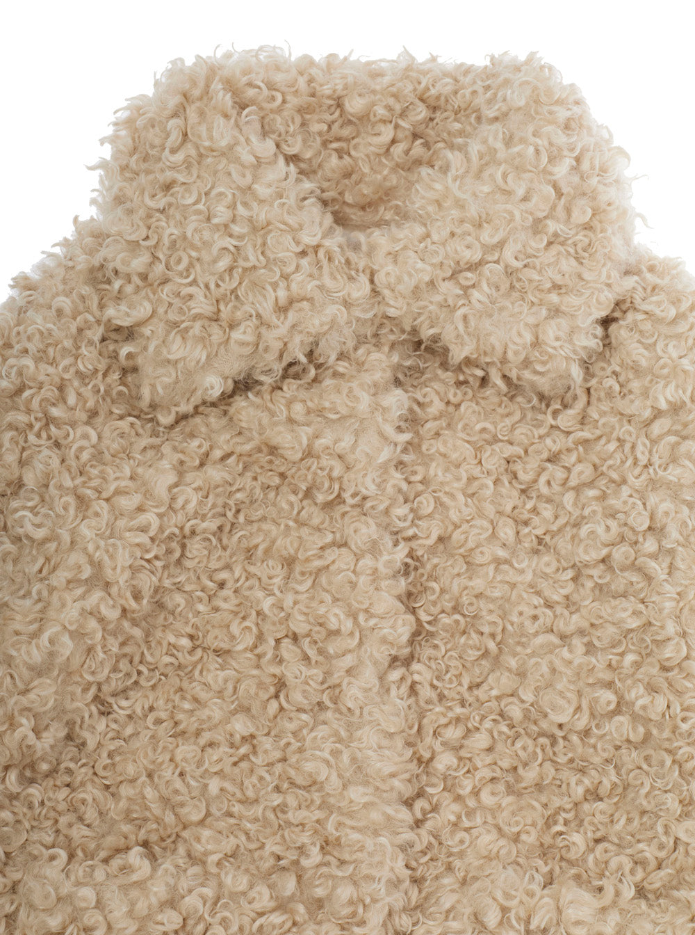 Monnalisa Ecofur Plush Coat — Beige, view 3