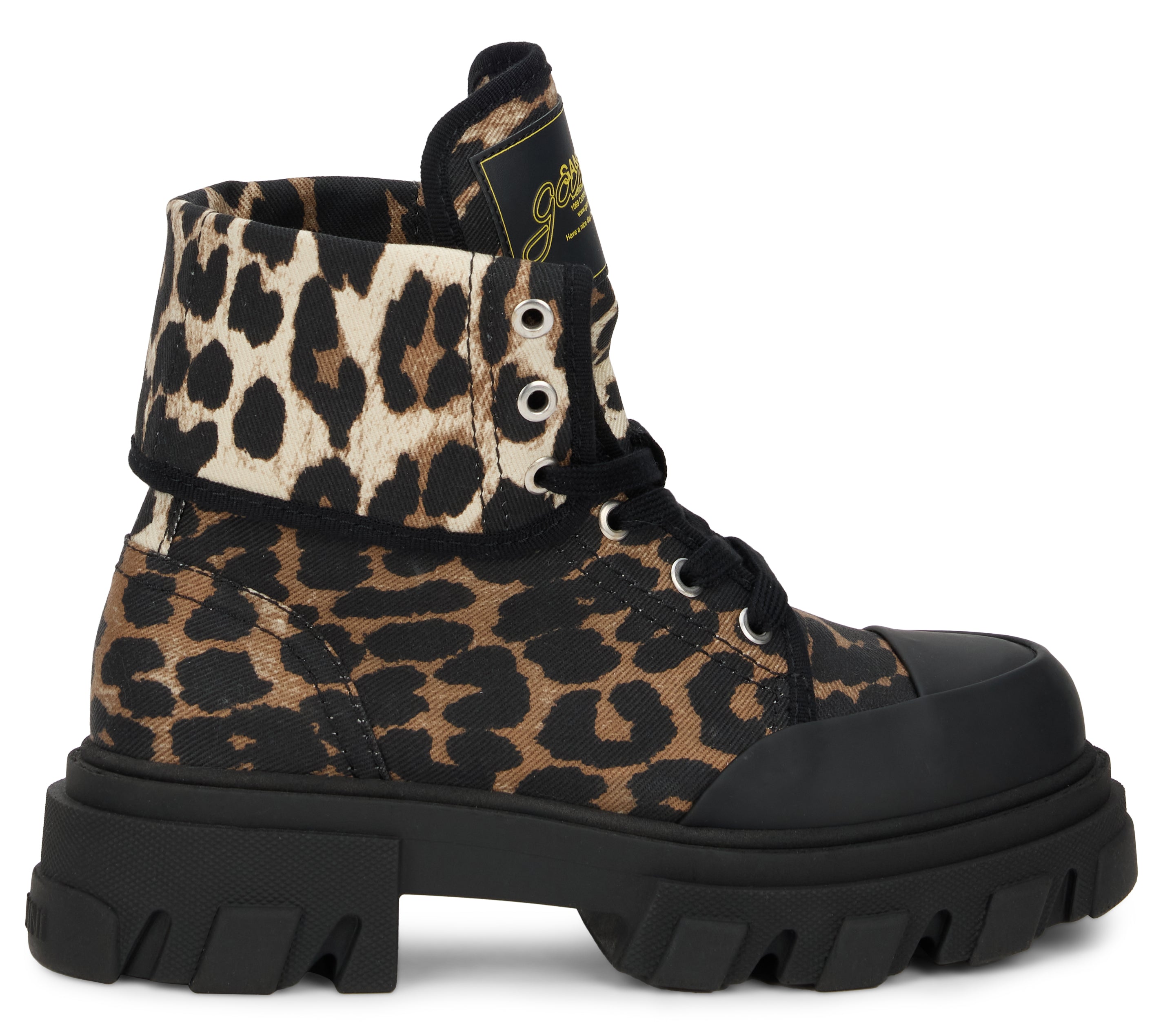 Ganni Leopard Print Cotton Boot — Multicolor, view 2