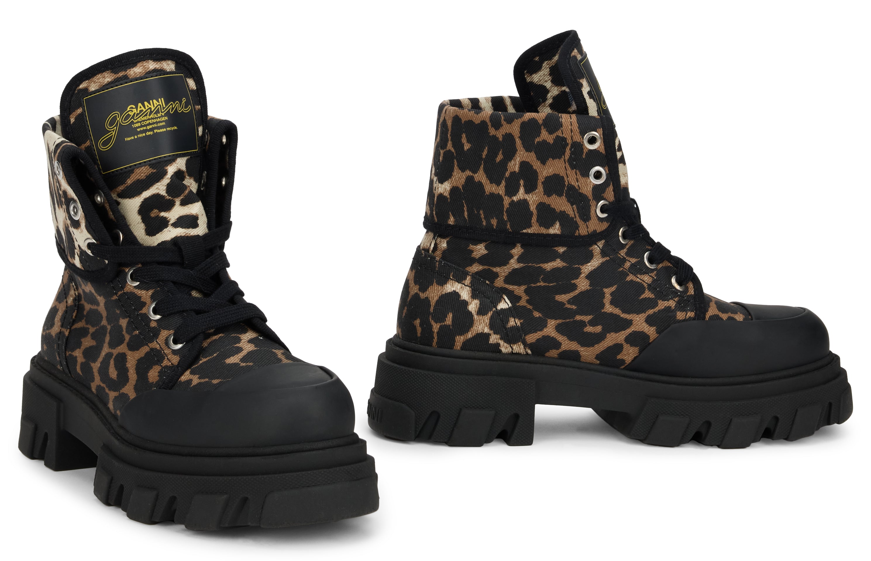 Ganni Leopard Print Cotton Boot — Multicolor, view 3