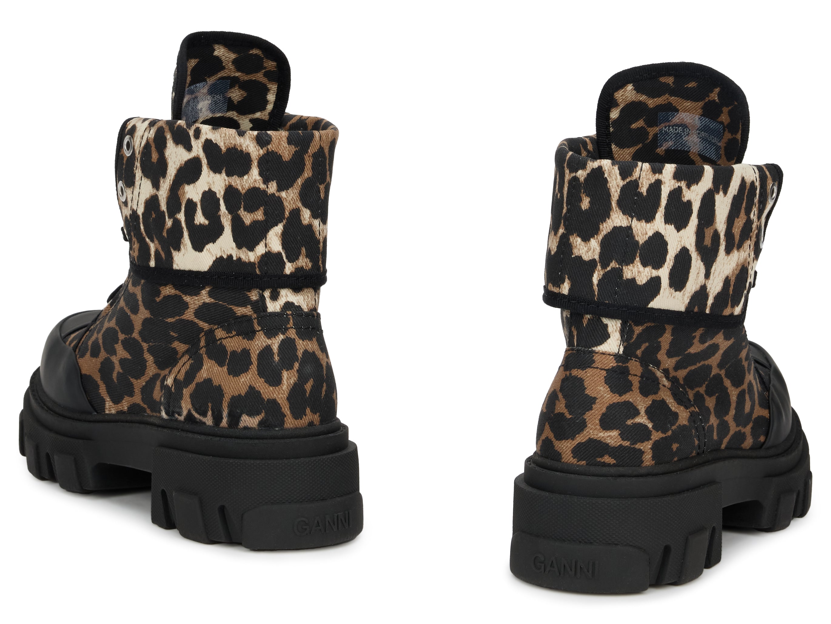 Ganni Leopard Print Cotton Boot — Multicolor, view 4