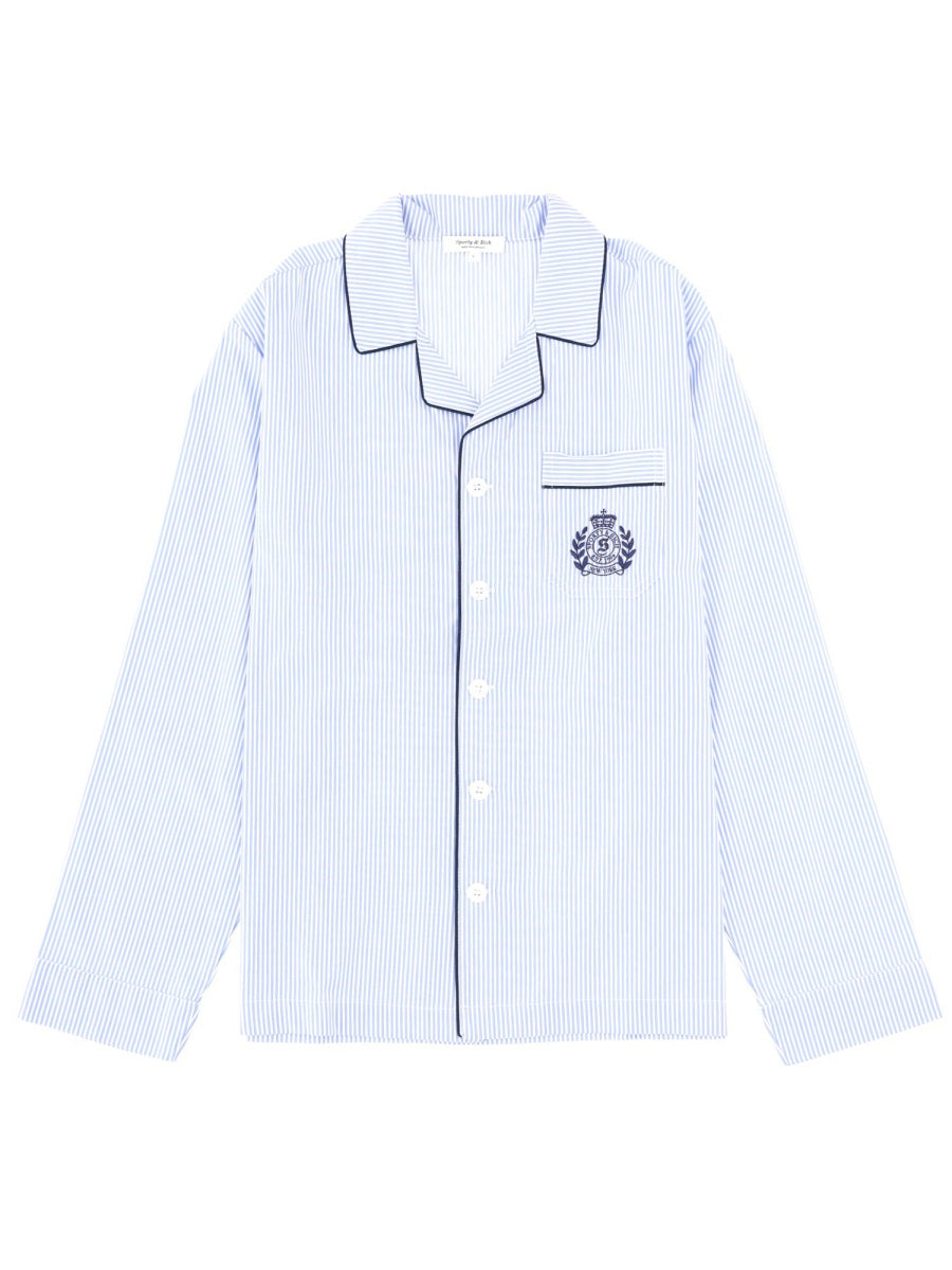 Sporty & Rich Cotton Pajama Shirt — Blue by Sporty & Rich