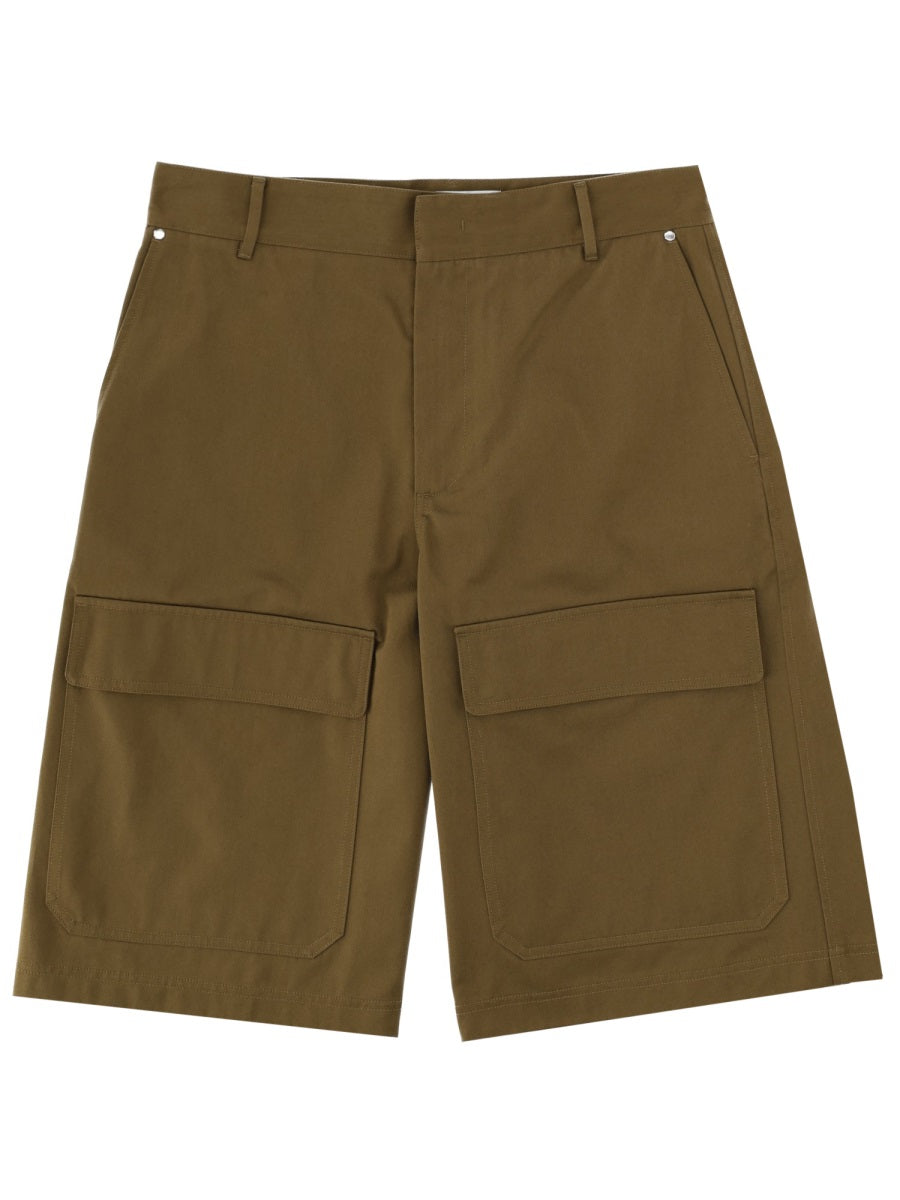 MSGM Logo Patch Cotton Shorts — Green by Msgm