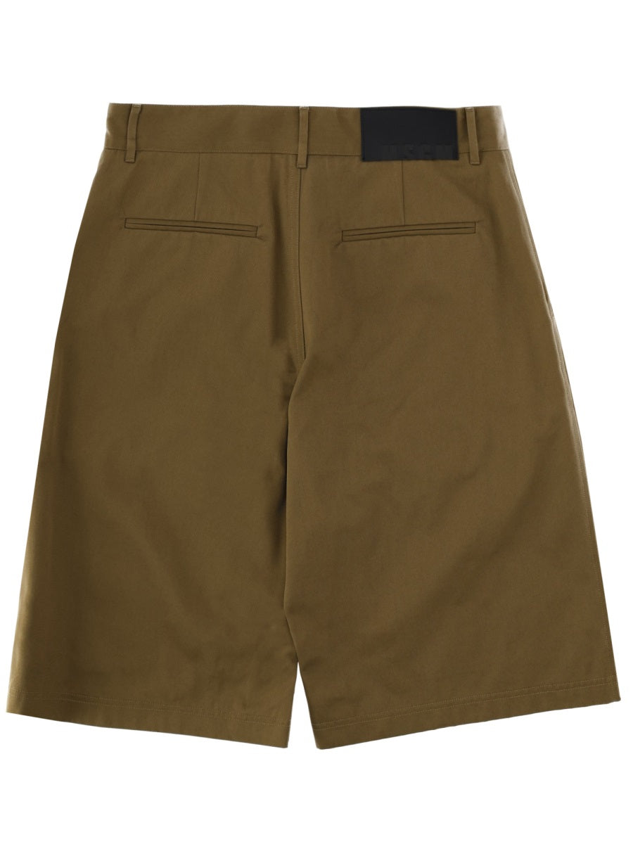 MSGM Logo Patch Cotton Shorts — Green, view 2