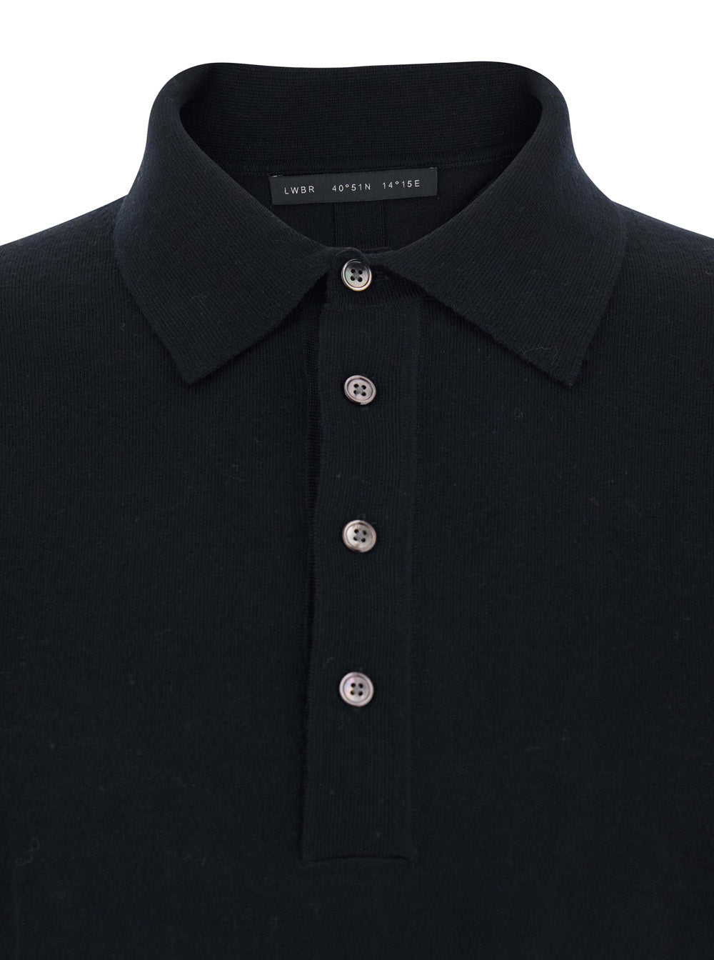 Low Brand Wool Polo-Collar Sweater — Black, view 3