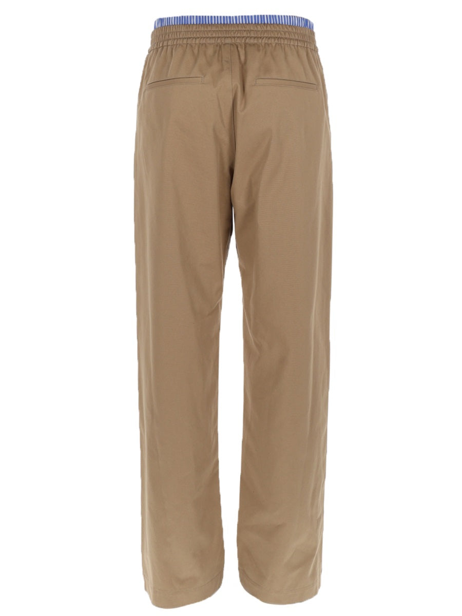 MSGM Double-Elastic Cotton Trousers — Beige by Msgm