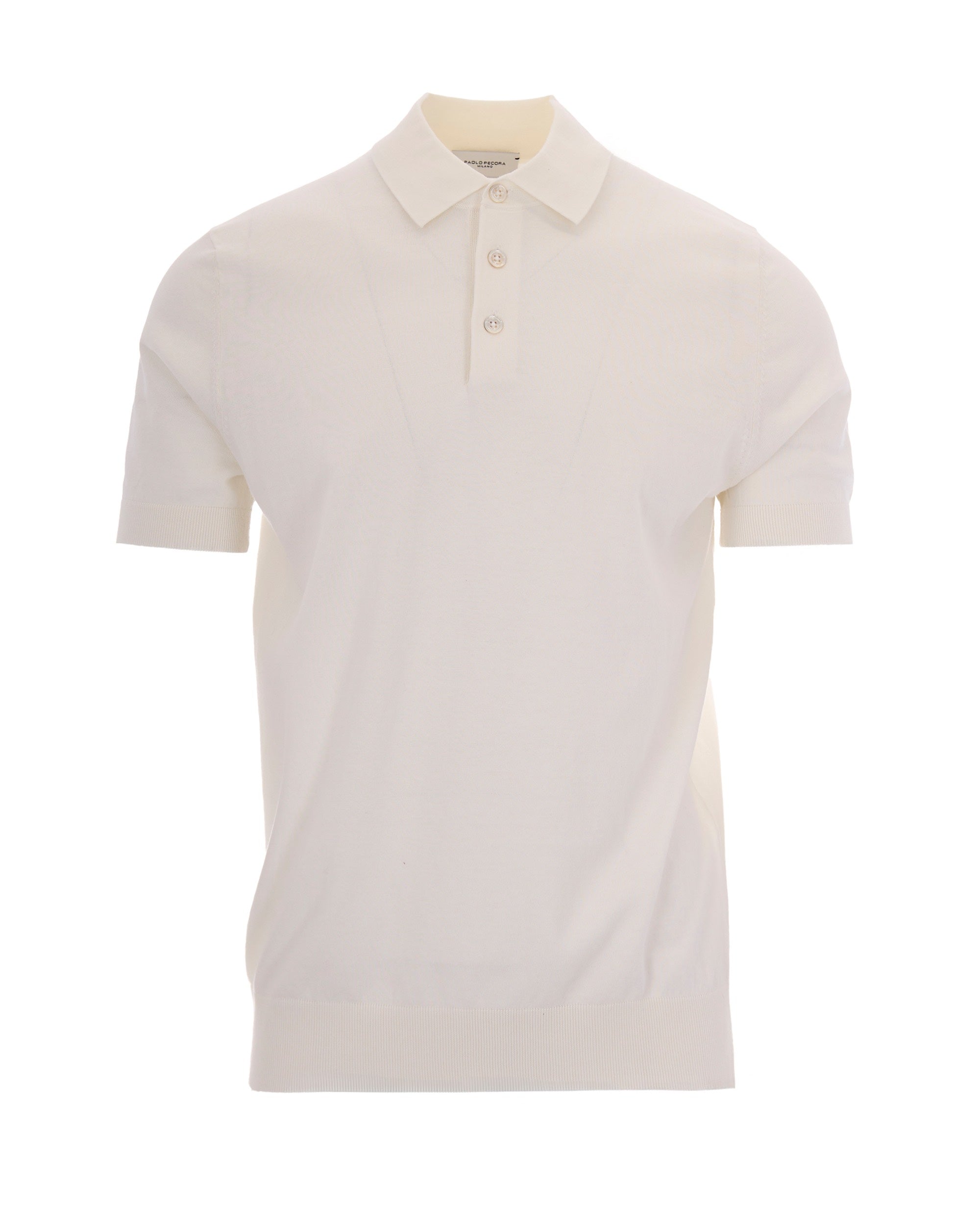 Paolo Pecora Knit Cotton Polo — White by Paolo Pecora