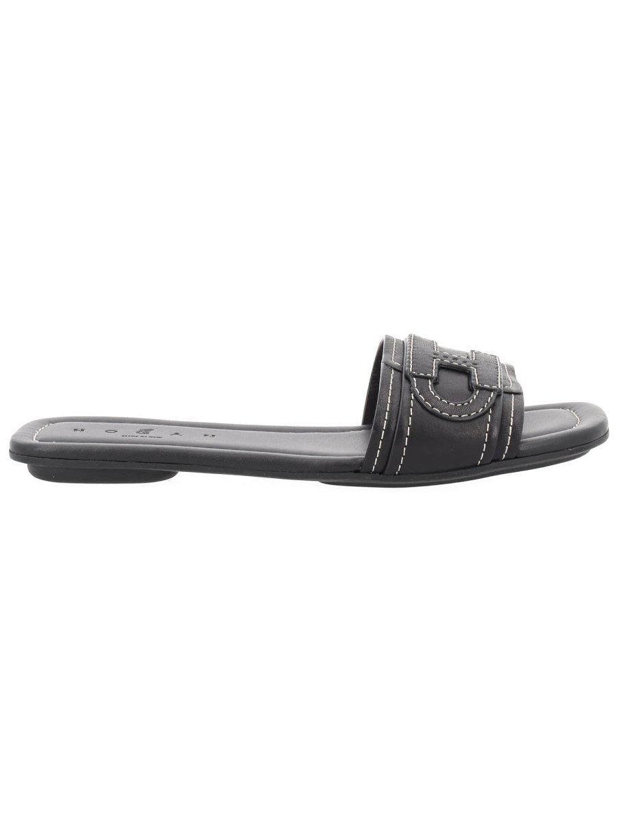 Hogan Flat Sandals — Black, view 5