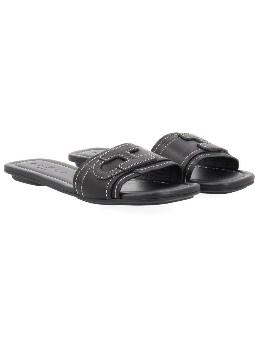 Hogan Flat Sandals — Black, view 6