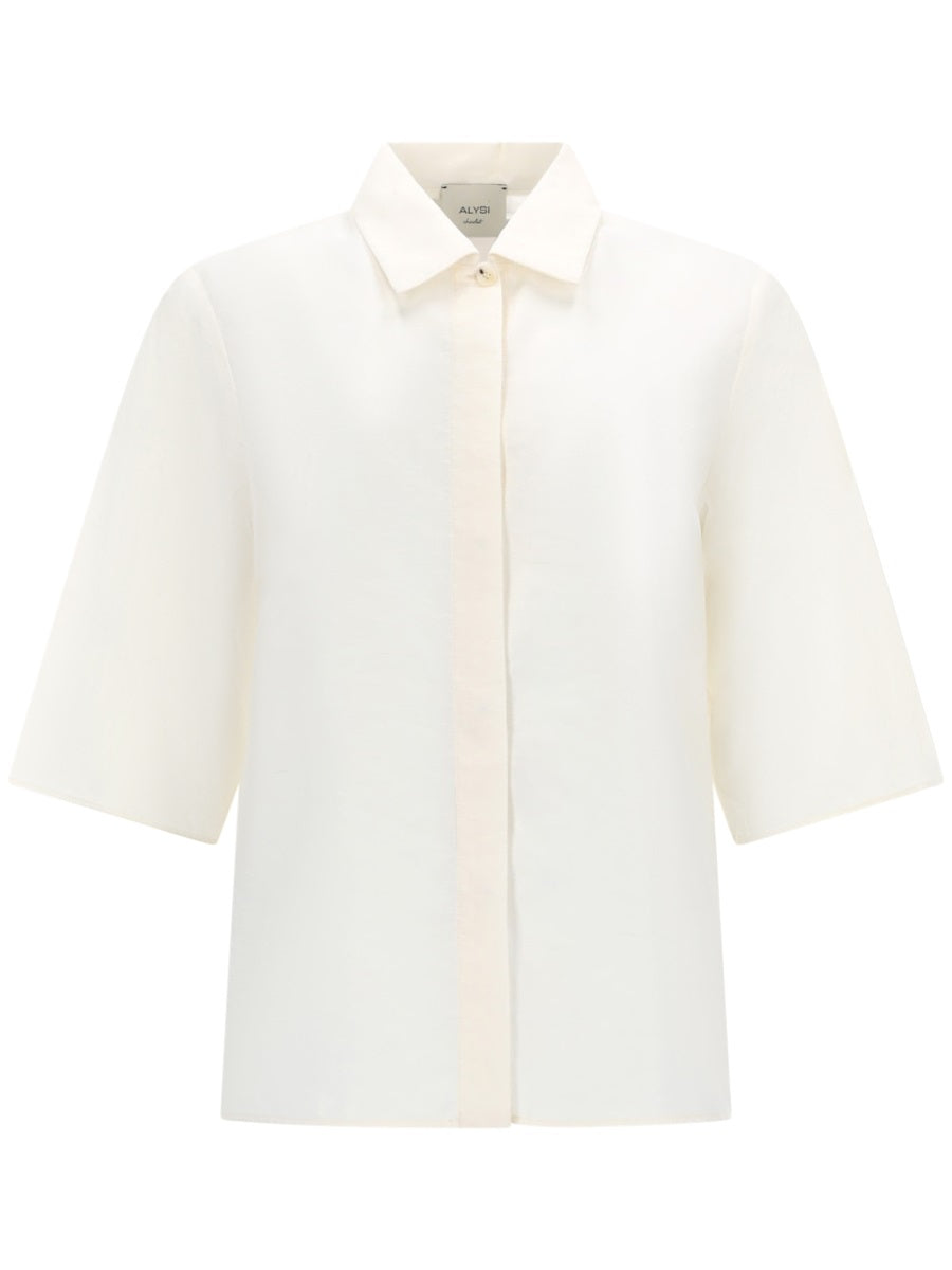 Alysi Cropped Silk Shirt — White by Alysi