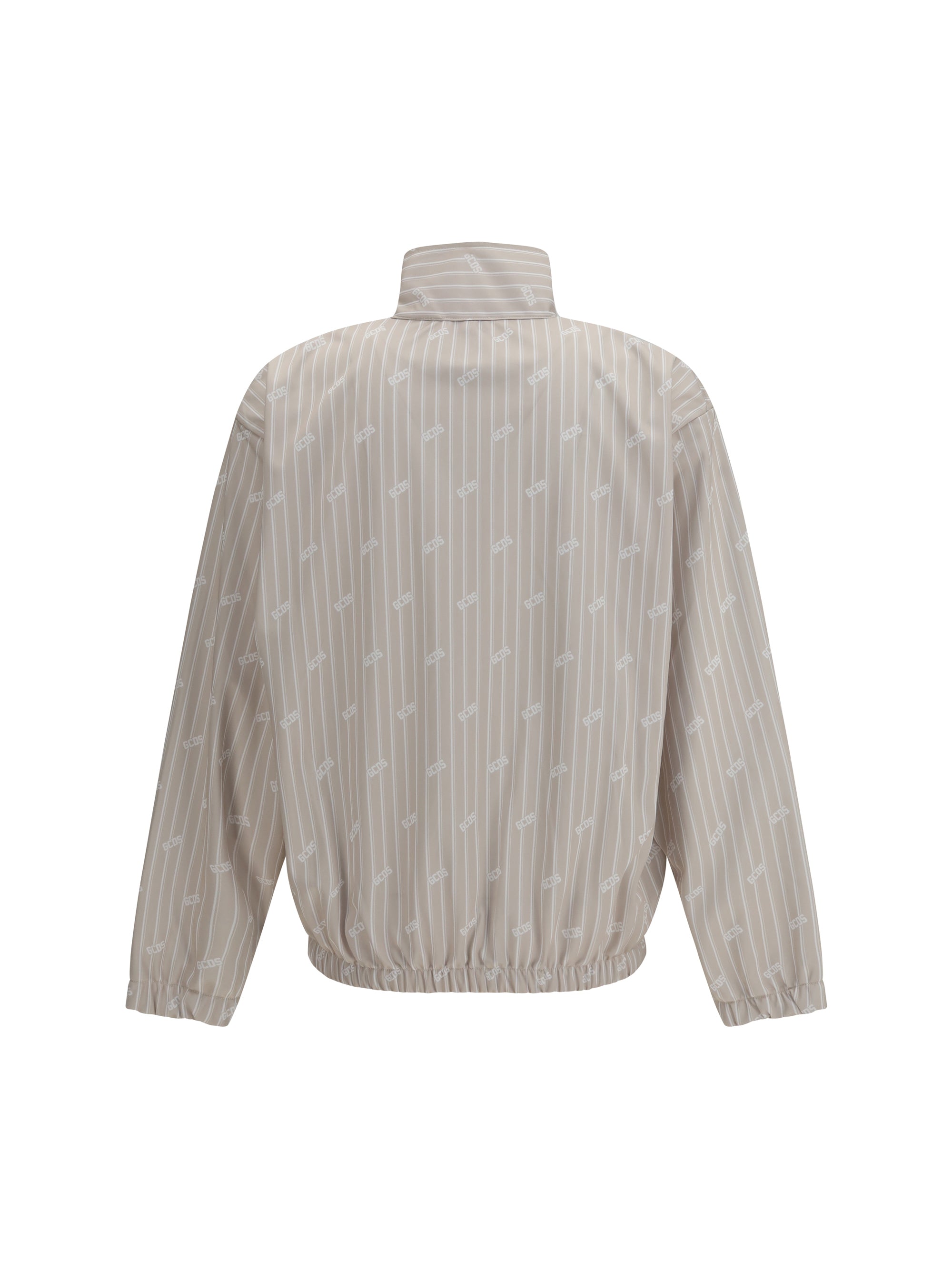 GCDS Logo Pinstripe Technical Track Jacket — Beige, view 2