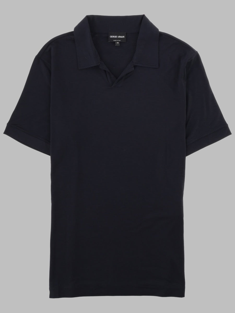 Giorgio Armani Stretch Viscose Polo Shirt — Blue by Giorgio Armani