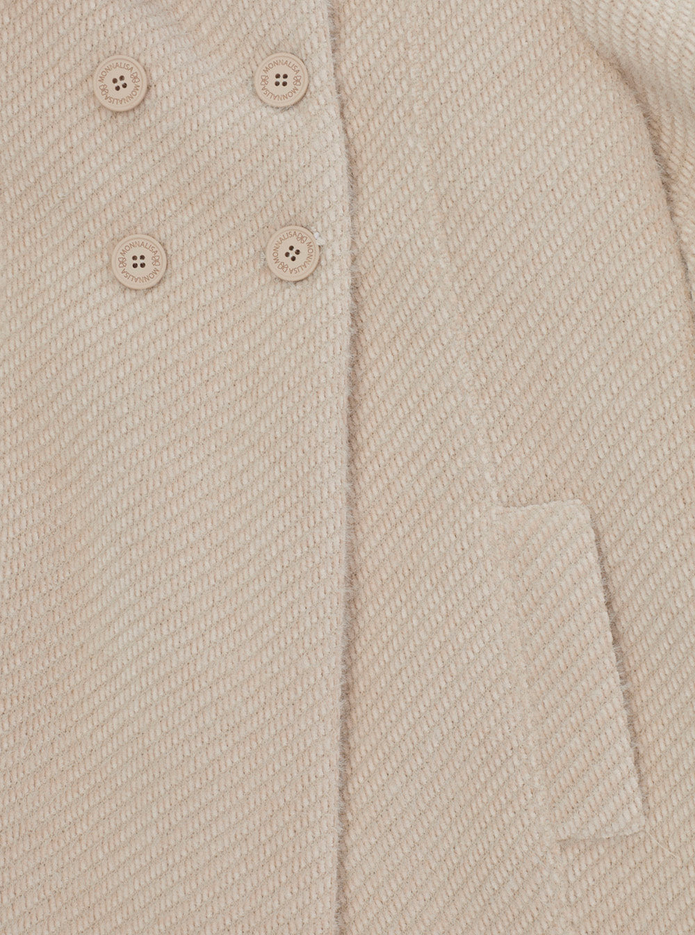 Monnalisa V-Neck Coat — White, view 2