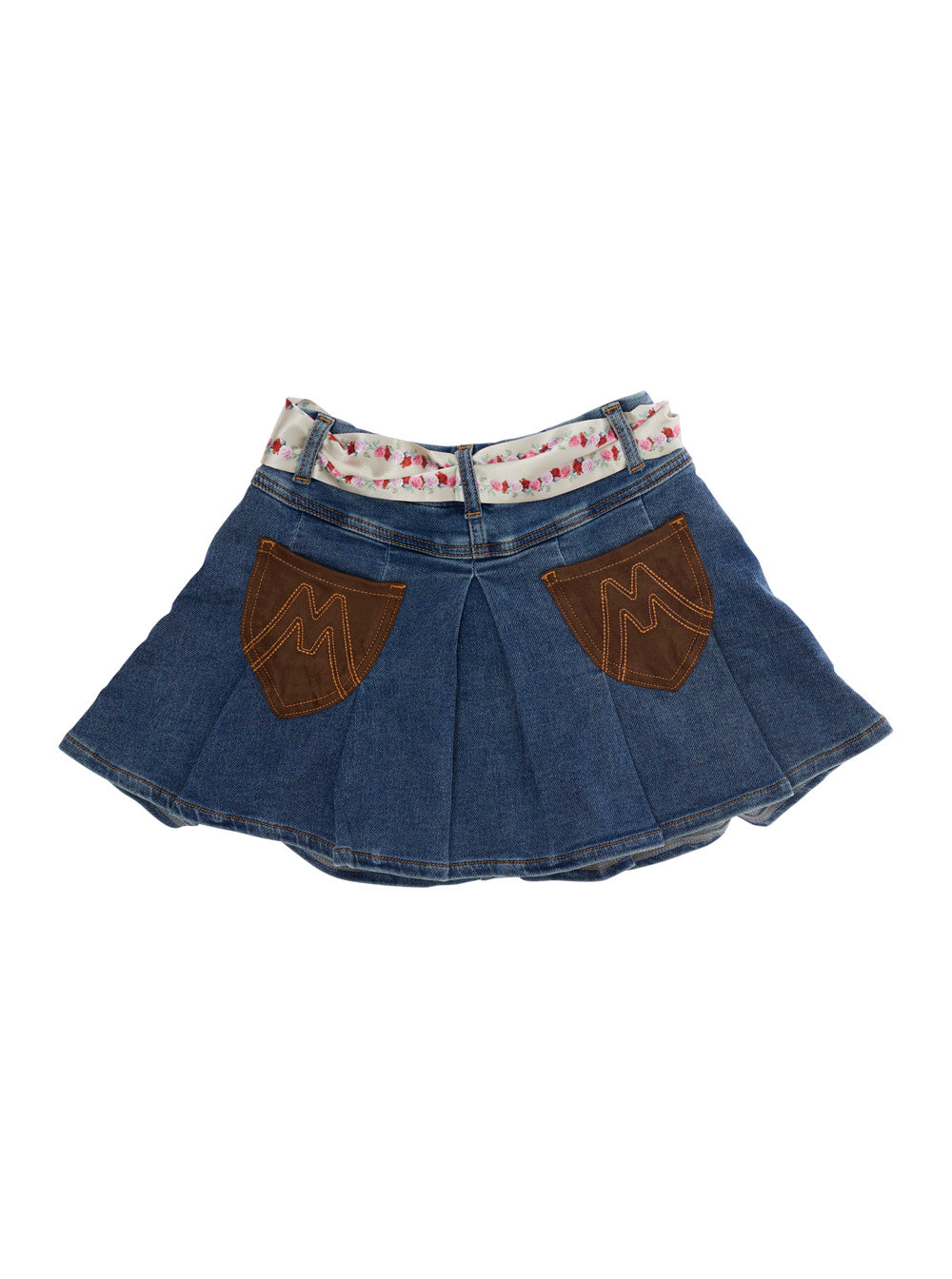 Monnalisa Pleated Denim Skirt — Blue, view 2
