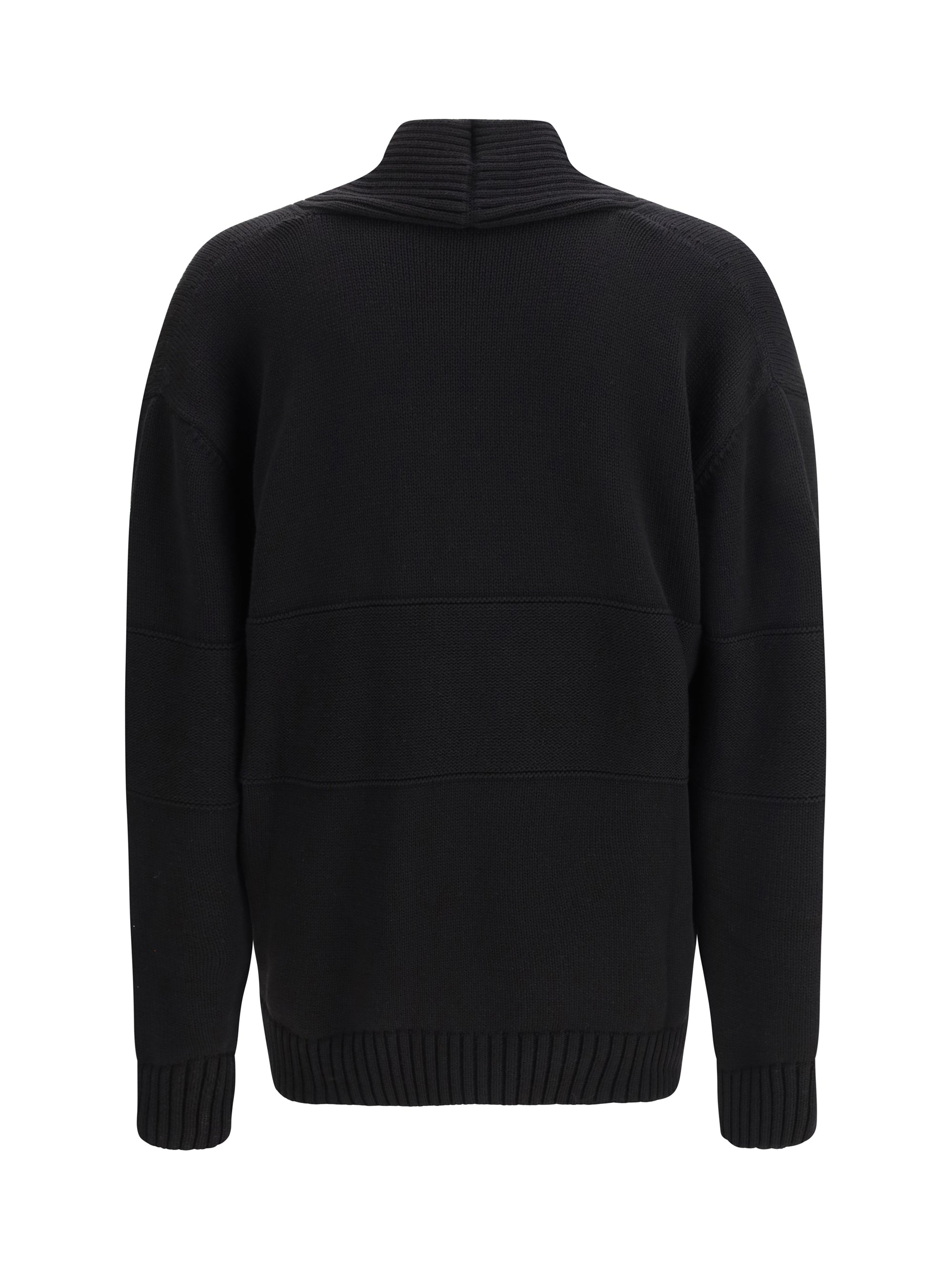 GCDS Recycled Wool Compact Knit Cardigan — Black, view 2