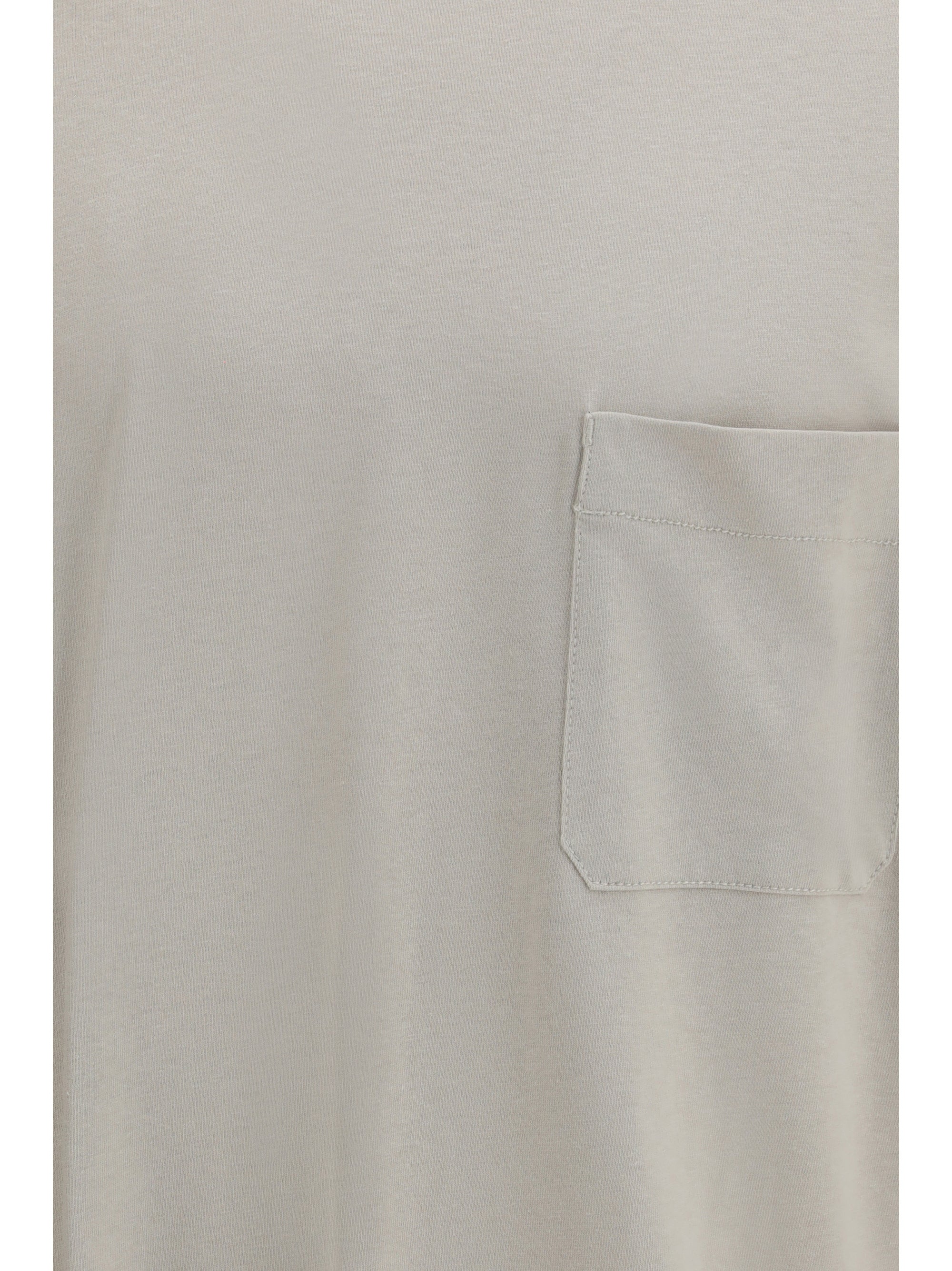 Lemaire Cotton-Linen Blend T-Shirt — Gray, view 3