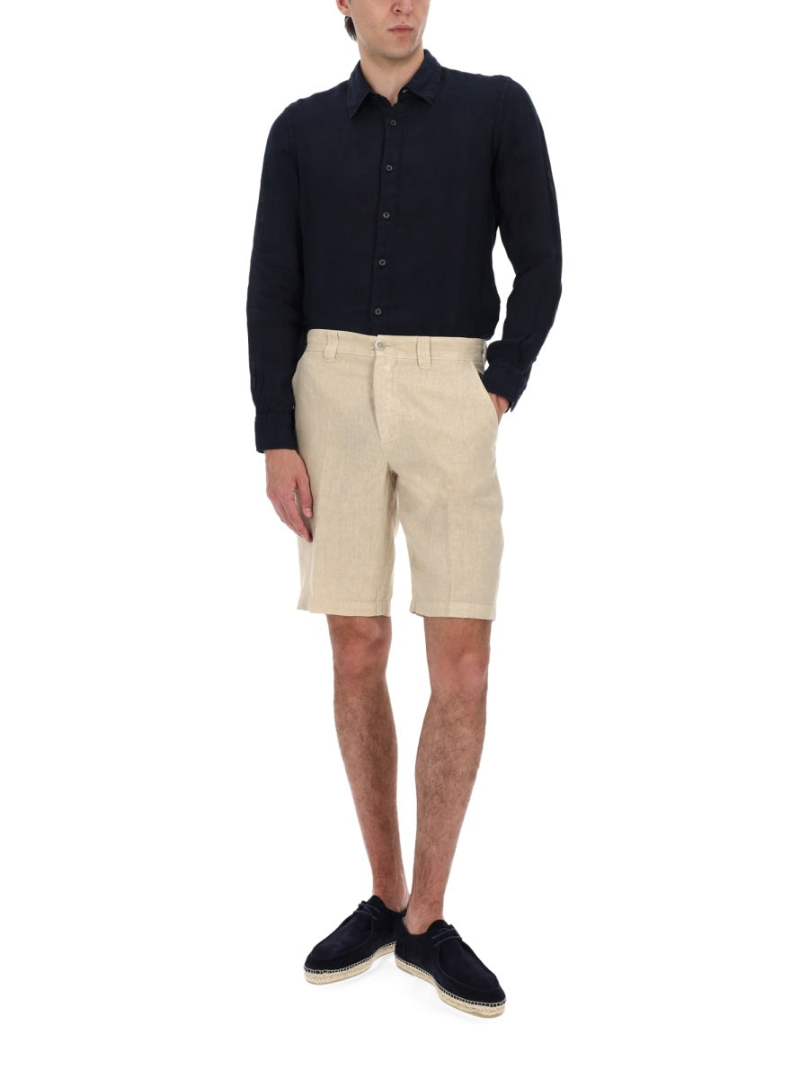 120% Lino Linen Bermudas — Beige, view 3