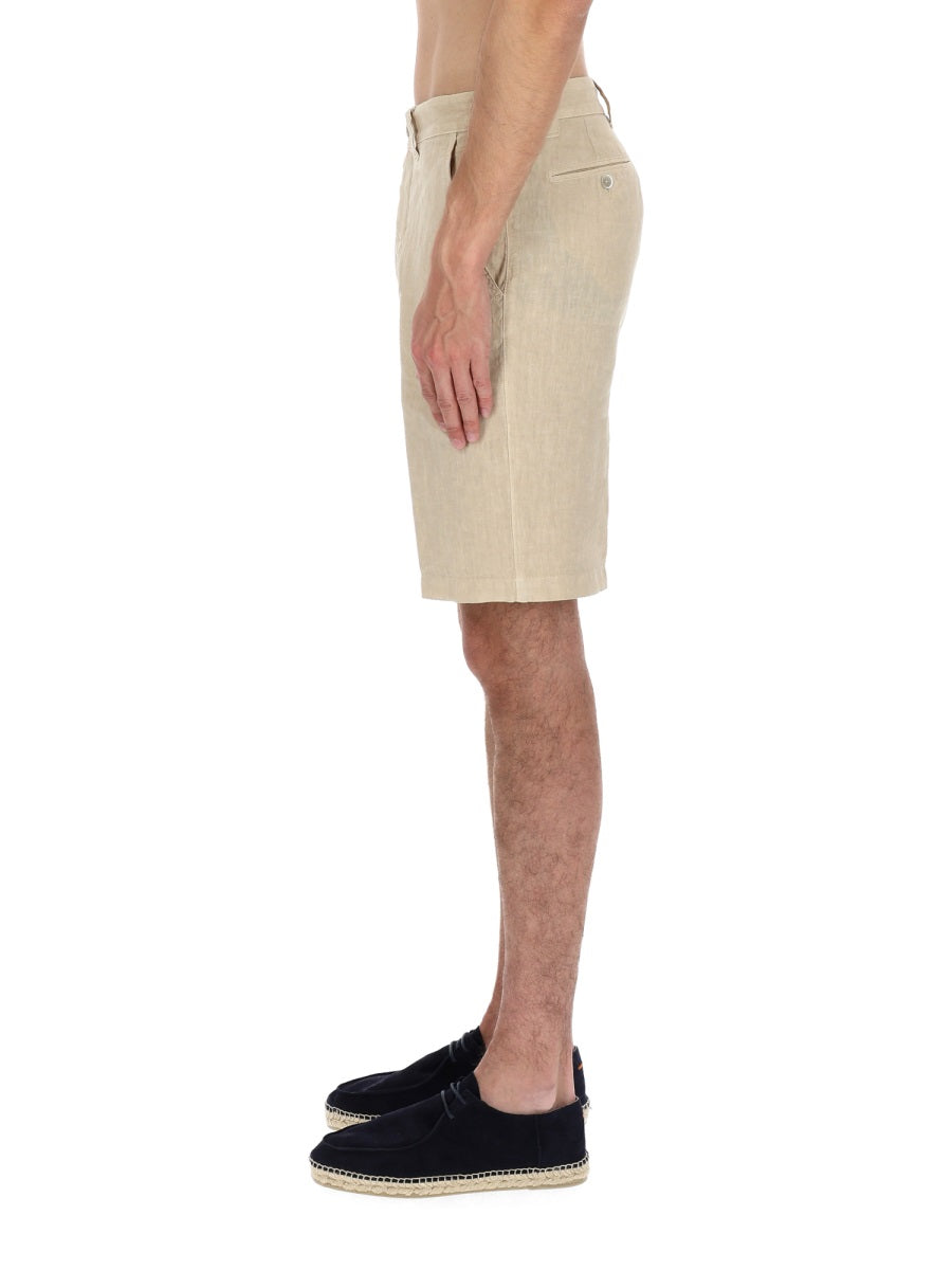 120% Lino Linen Bermudas — Beige, view 4