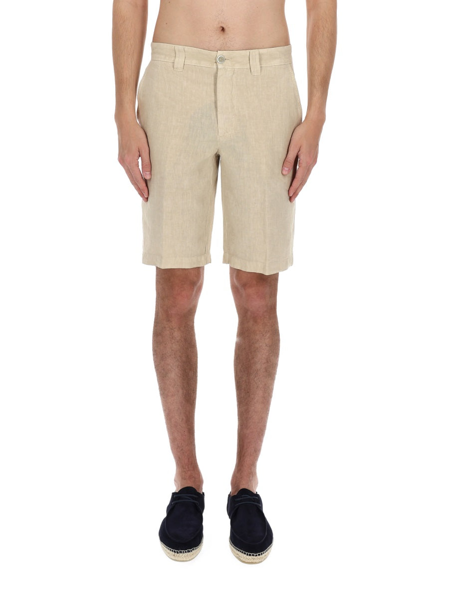 120% Lino Linen Bermudas — Beige, view 6