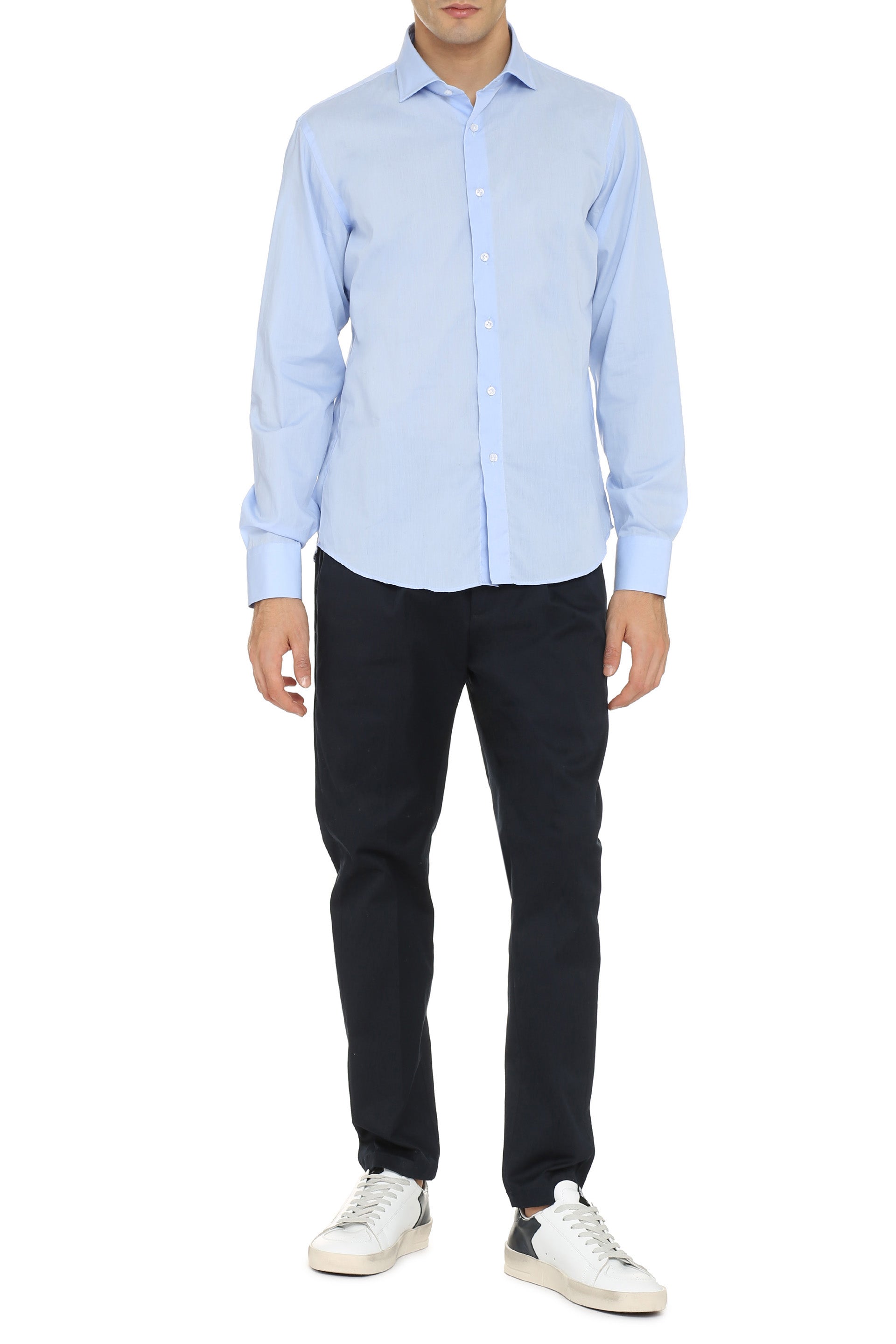 The Alphabet Stretch Cotton Shirt — Blue, view 3