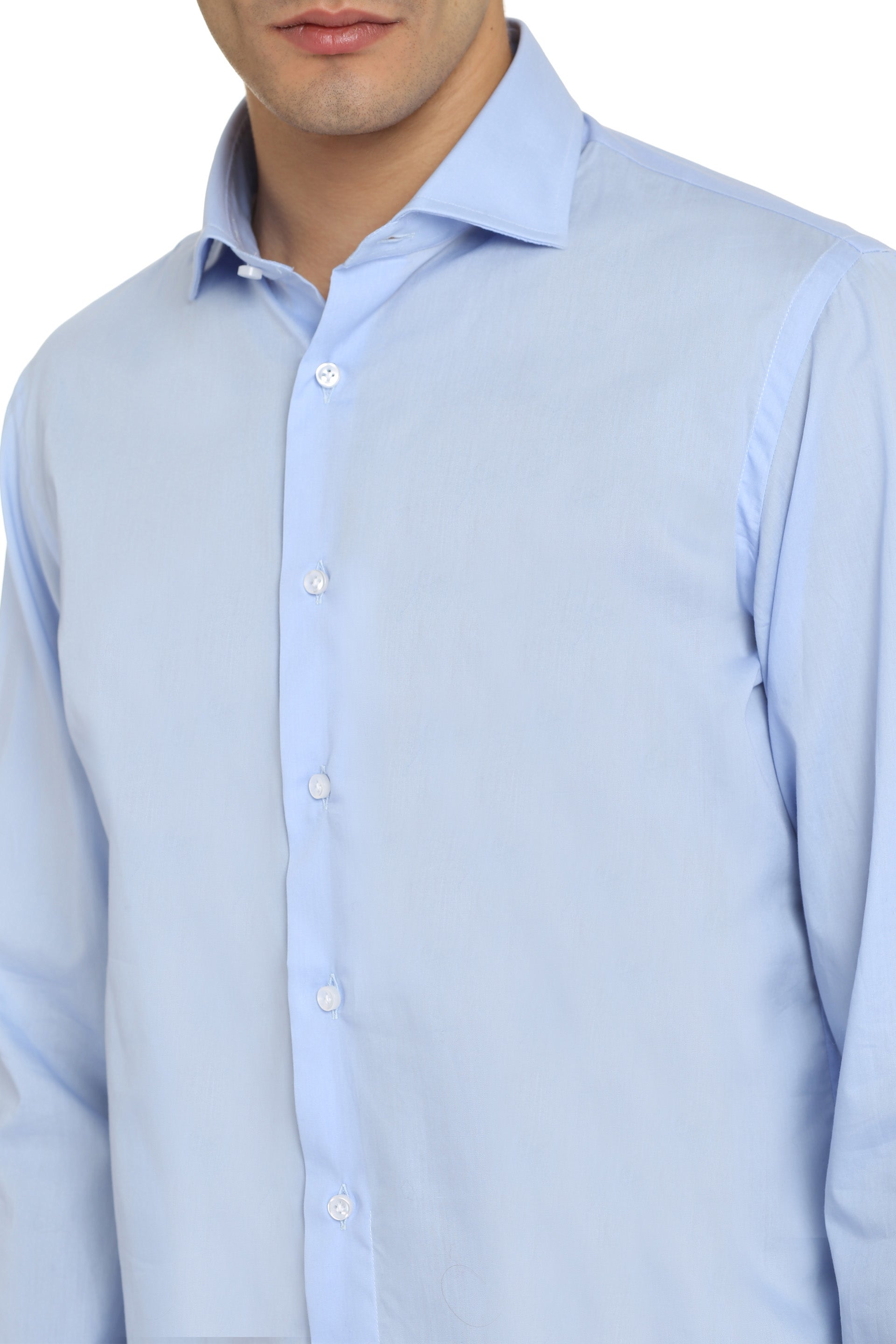 The Alphabet Stretch Cotton Shirt — Blue, view 5