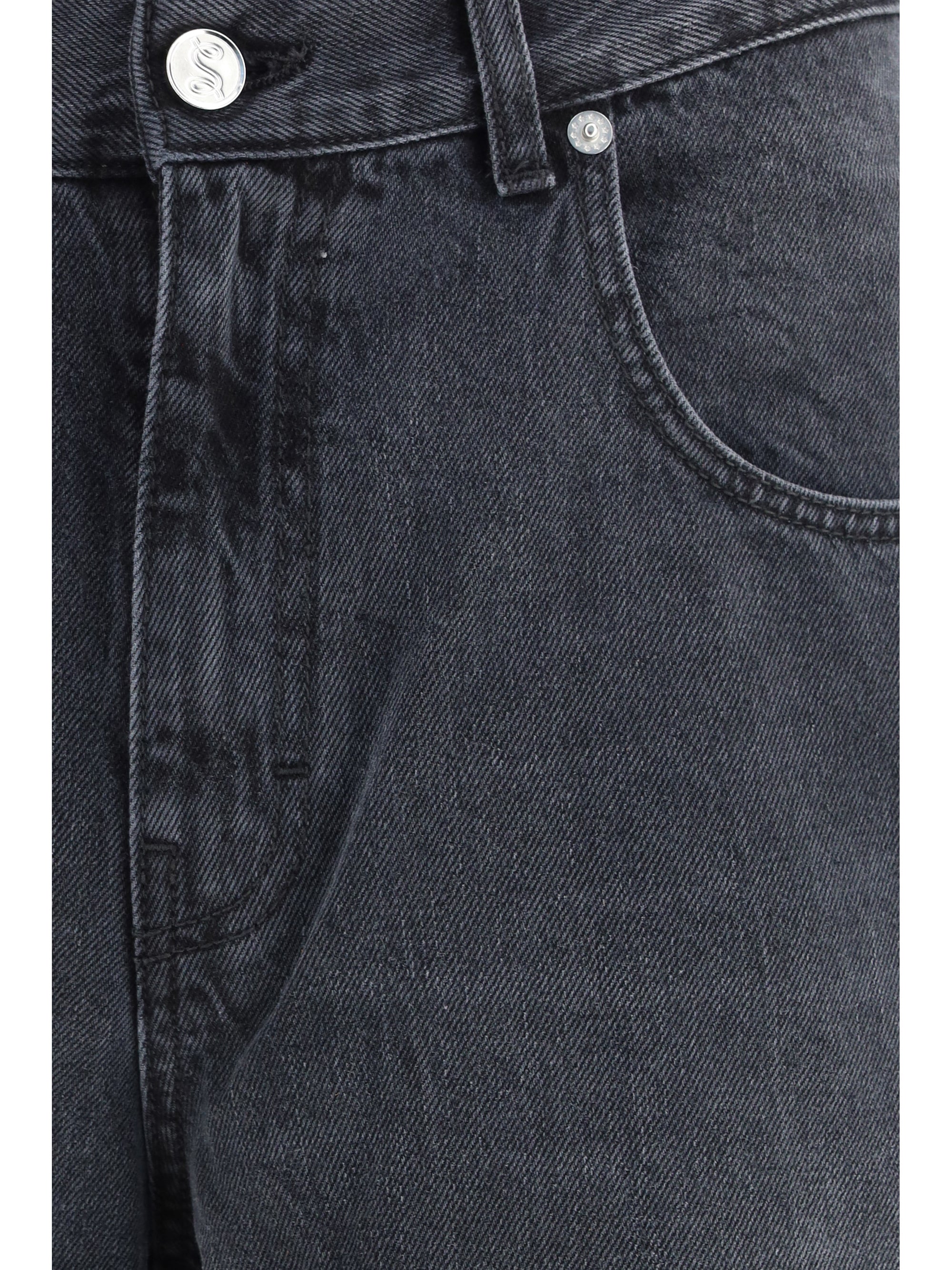 SéFr Relaxed Straight-Leg Denim Jeans — Black by Sefr