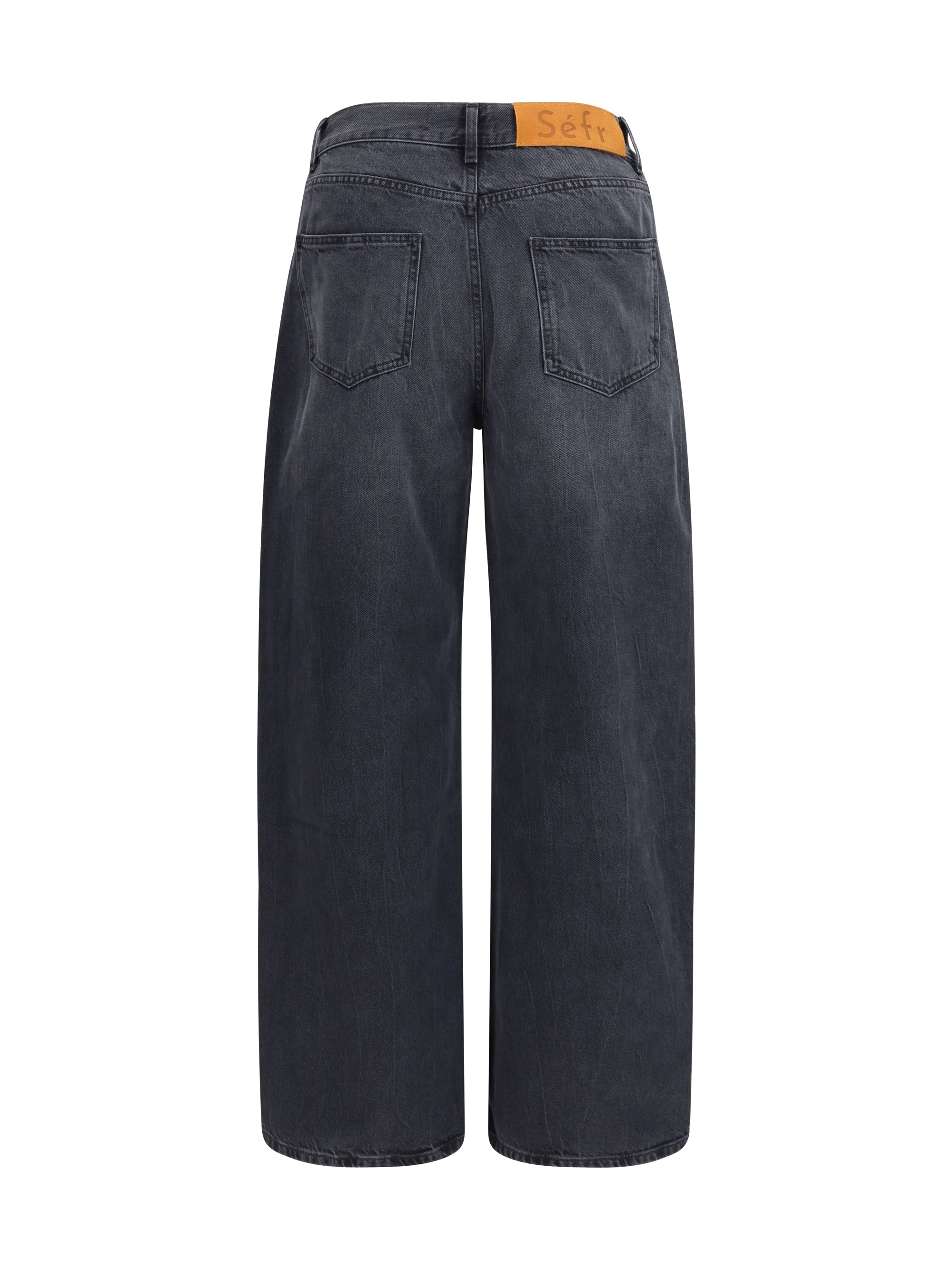 SéFr Relaxed Straight-Leg Denim Jeans — Black, view 2