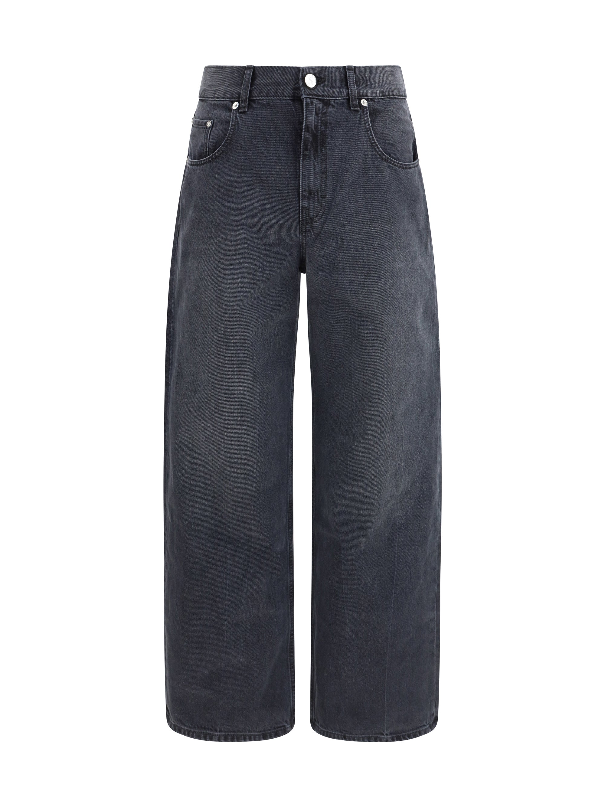 SéFr Relaxed Straight-Leg Denim Jeans — Black, view 3