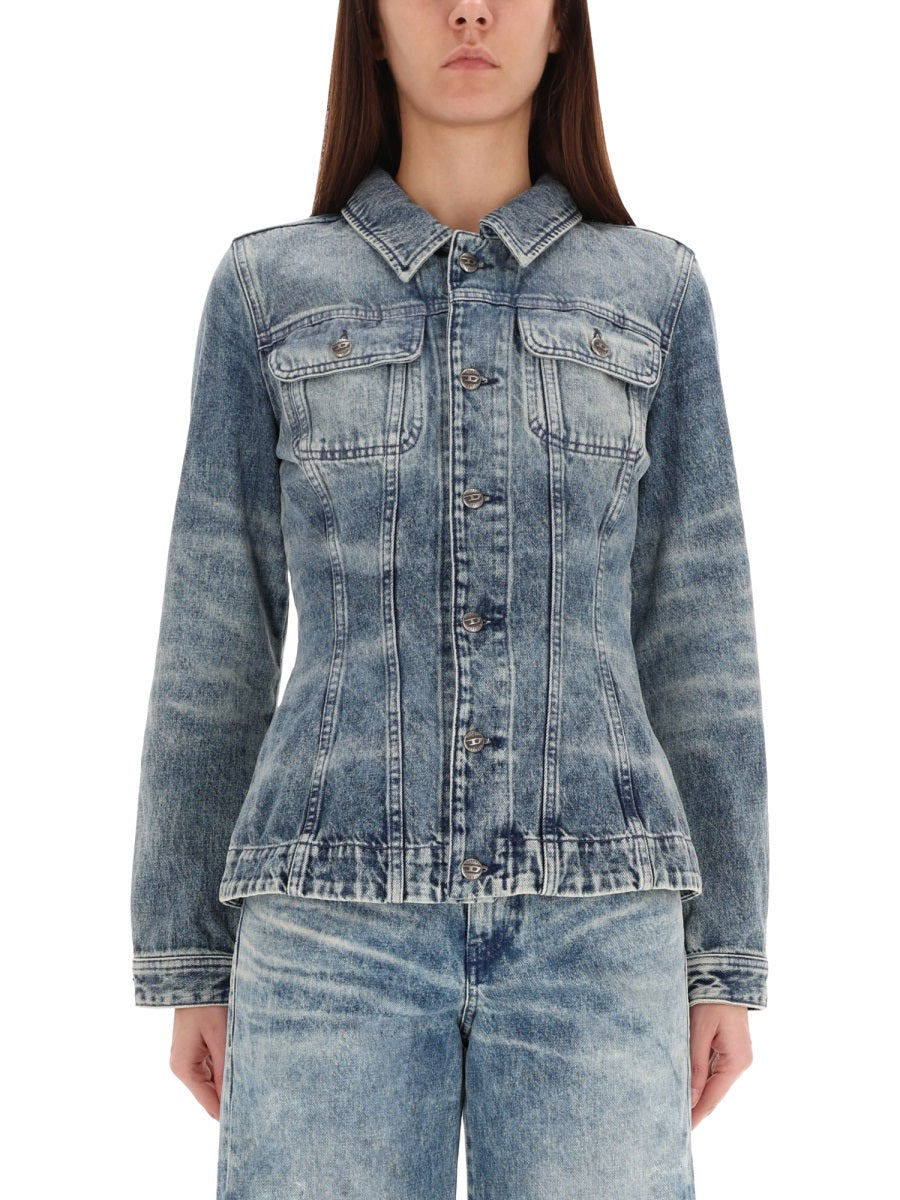 Diesel Cotton and Hemp Blend Denim Jacket — Blue, view 3