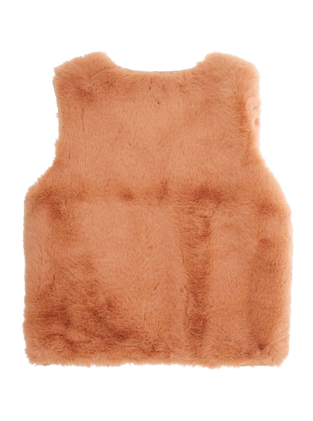 Mini Rodini Faux Fur Logo-Patch Vest — Beige, view 2