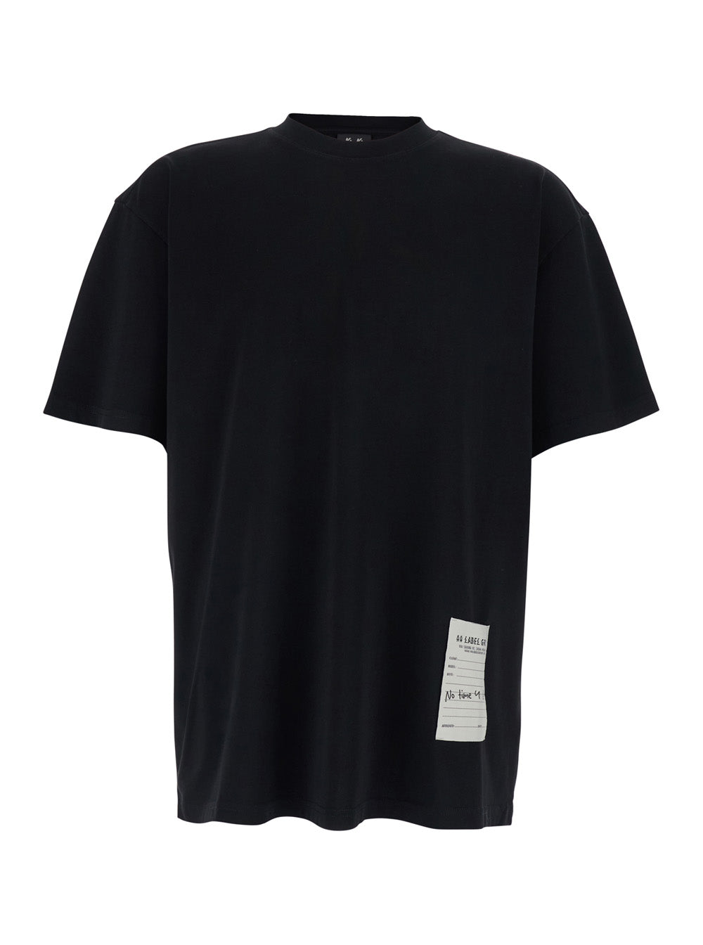 44 Label Group Crew Neck Cotton T-Shirt — Black by 44 Label Group